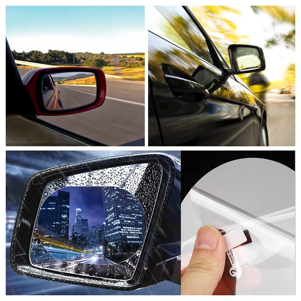 2 Pack Anti-Fog Waterproof Rearview Mirror Films - Rainproof Car Mirror Protector for Cars, Trucks, Vans & Motorcycles | Enhanced Visibility in Rainy & Foggy Conditions