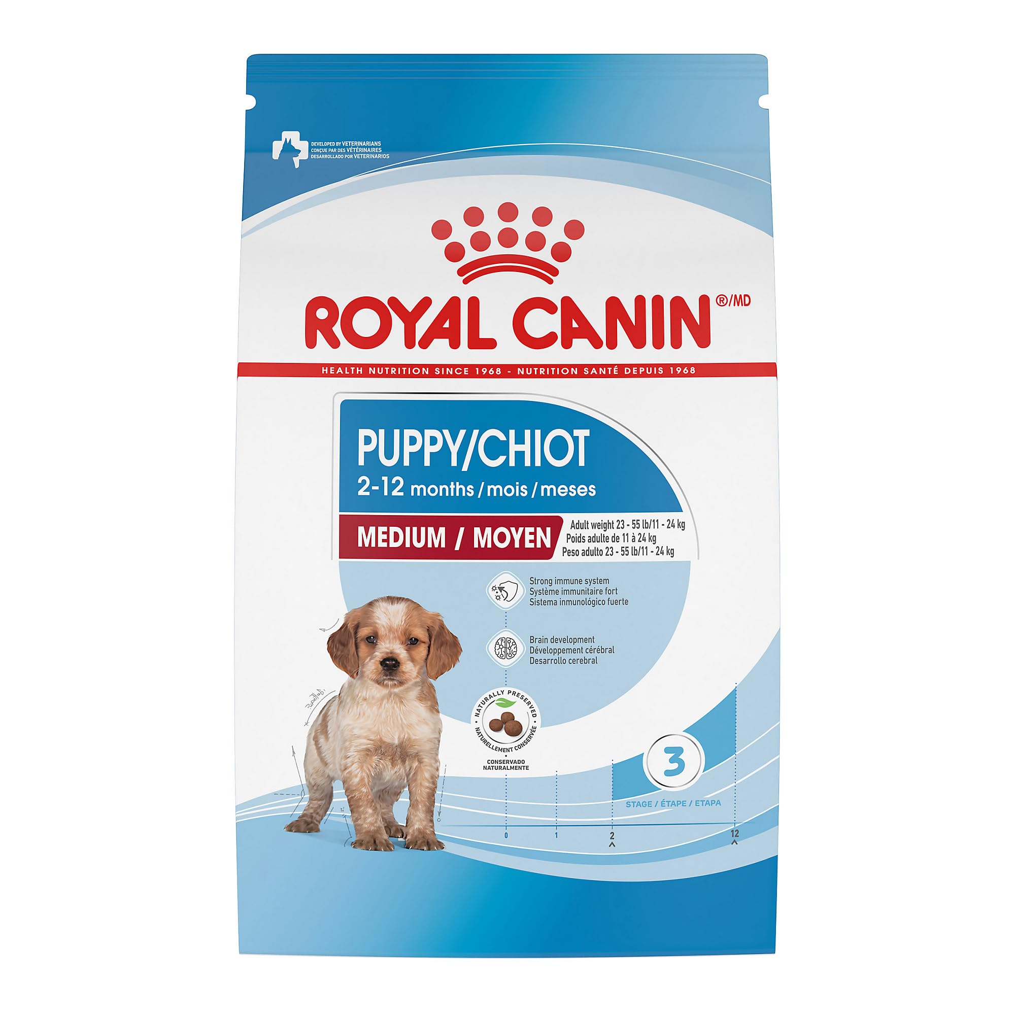 Royal Canin Medium Puppy Dry Dog Food - Premium Nutrition for Medium Breed Puppies, 30 lb Bag - Supports Healthy Growth & Digestion - Ideal for Active Puppies & Training Rewards