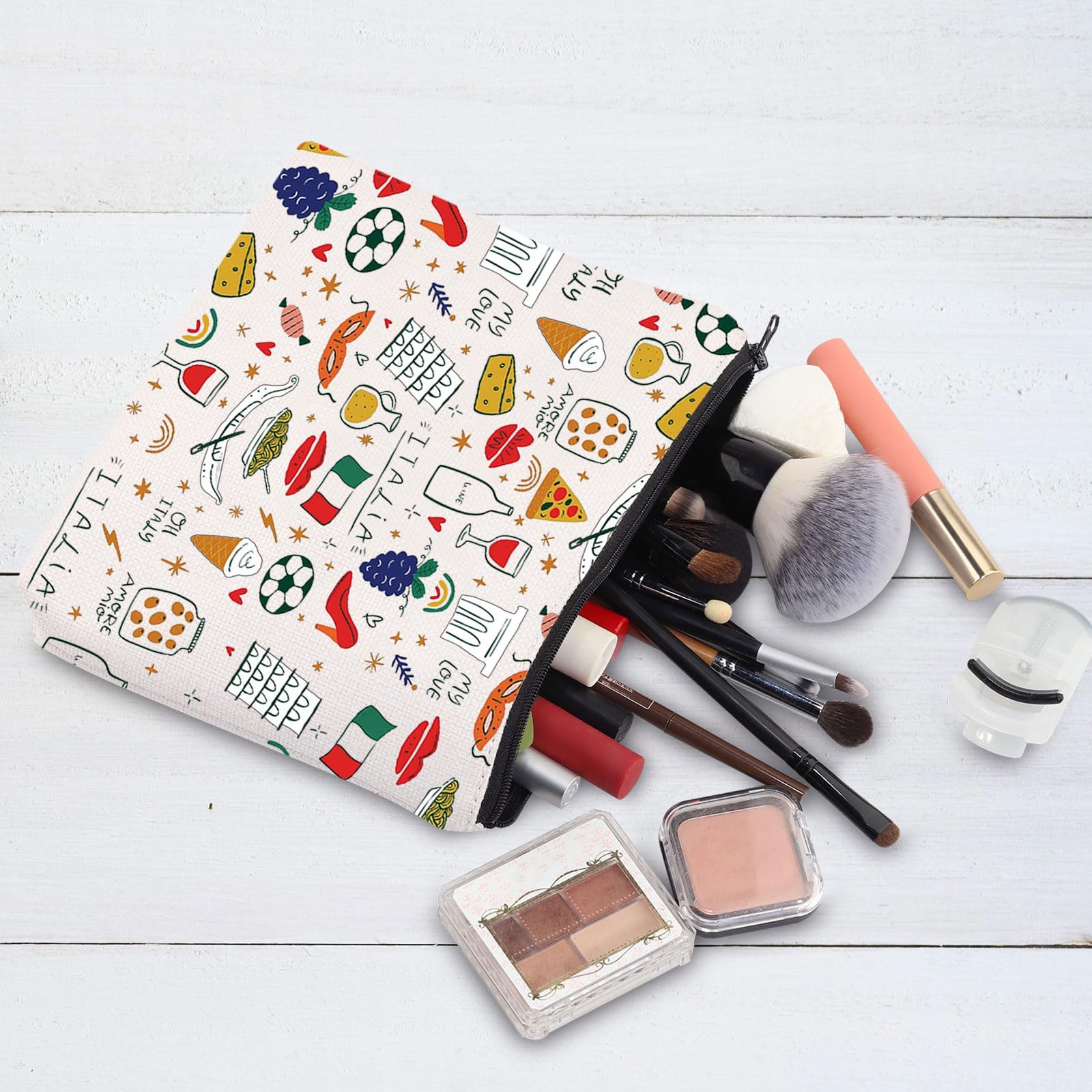 Italian Cosmetic Makeup Bag - Travel Organizer with Zipper Pouch for Women | Perfect Italy-Themed Gift for Makeup Lovers | Great for Travel, Home Storage & Daily Essentials