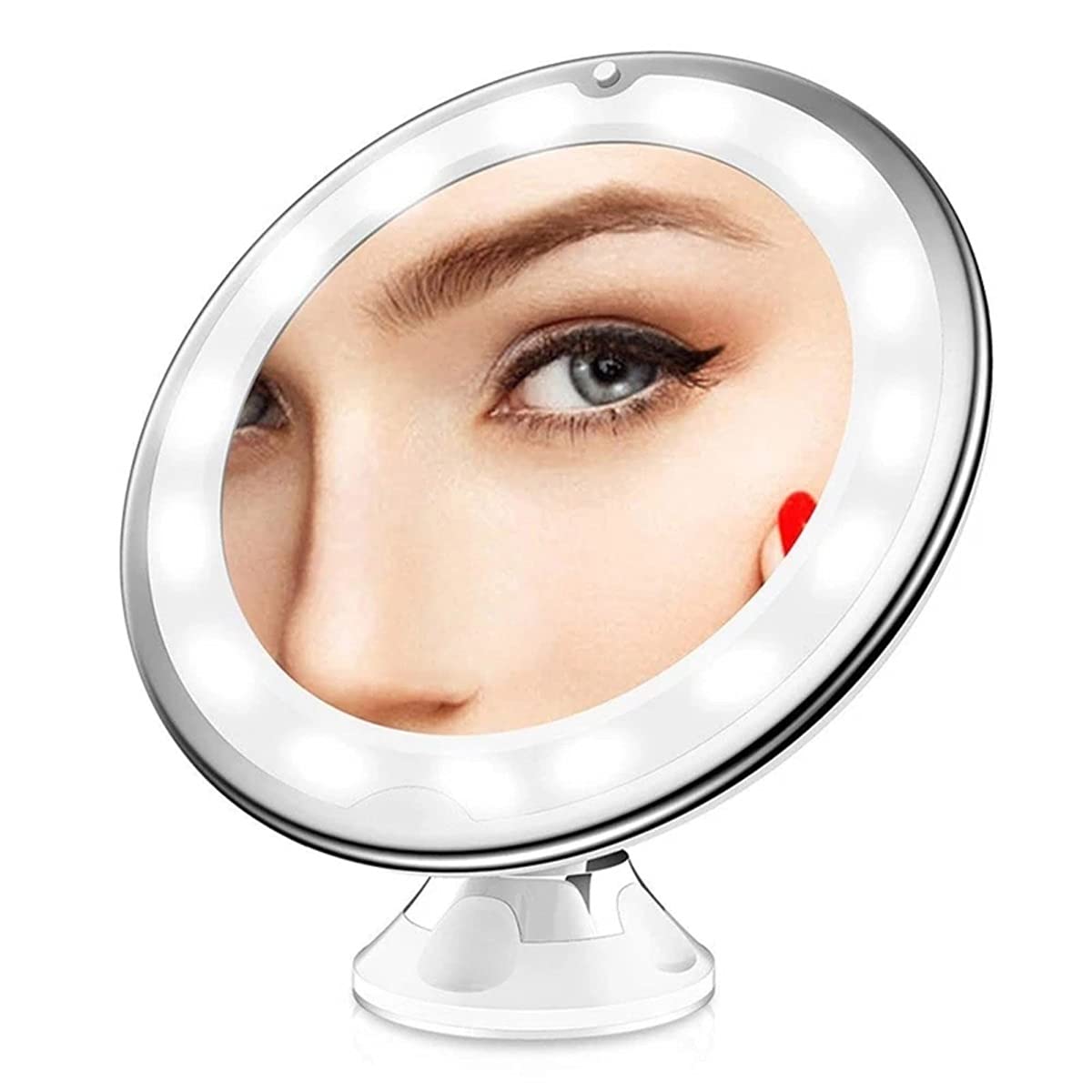10X Magnifying Makeup Mirror with LED Lights - Fogless Shower Mirror, 360° Rotating Vanity Mirror with Powerful Suction Cup - Portable Cosmetic Mirror for Bathroom, Travel & Daily Makeup Routine