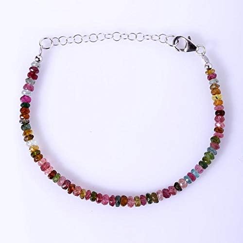 Precious-GEMS Multi Tourmaline Gemstone Bracelet - Adjustable October Birthstone Jewelry for Women - Rainbow Tourmaline Bracelet for Everyday Wear & Special Occasions