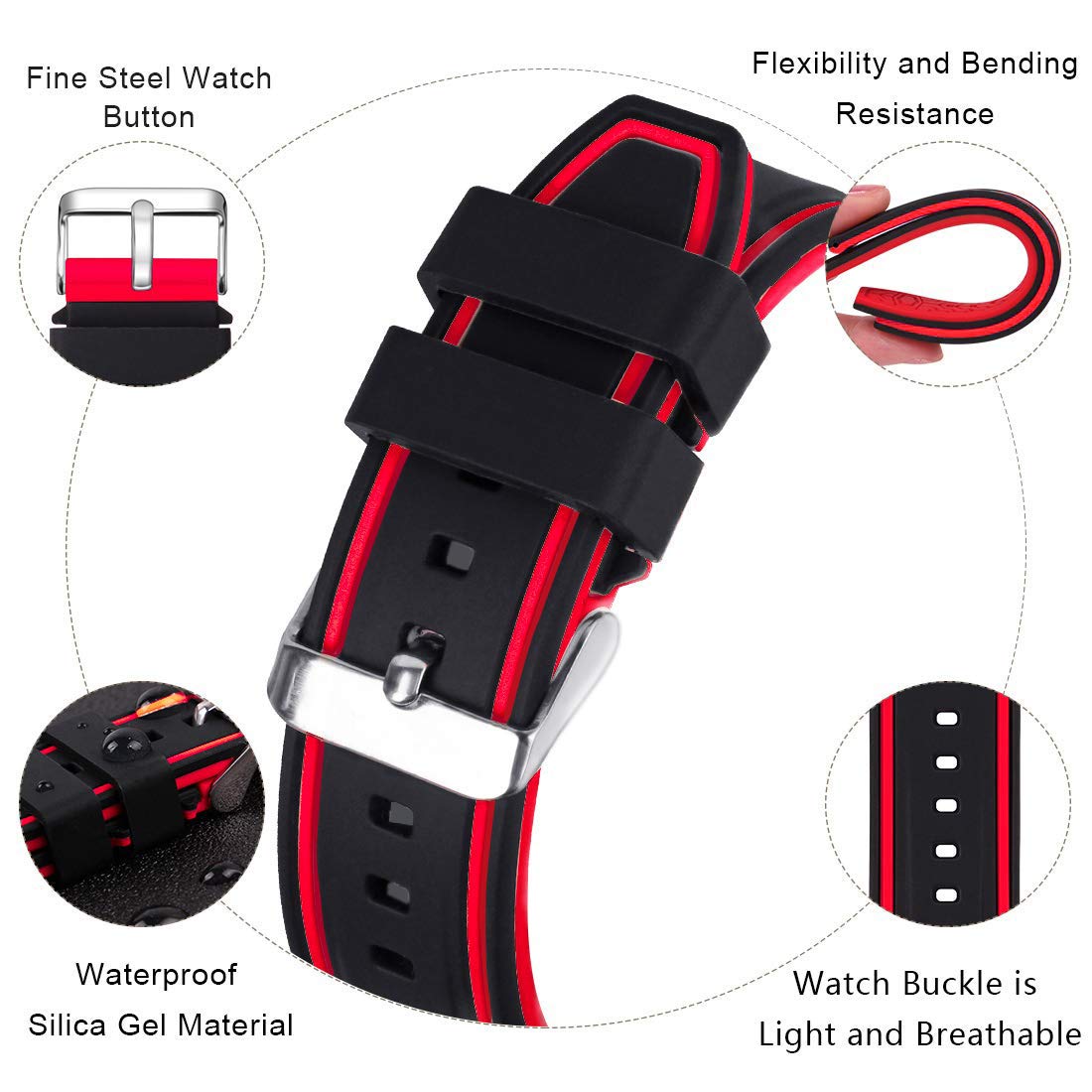 Premium Silicone Sport Band for Apple Watch 49mm/42mm - Compatible with iWatch Series 10/9/8/7/6/5/4/3/Ultra 2/SE - Durable Rubber Replacement Strap for Men & Women - Perfect for Fitness, Swimming & Everyday Wear