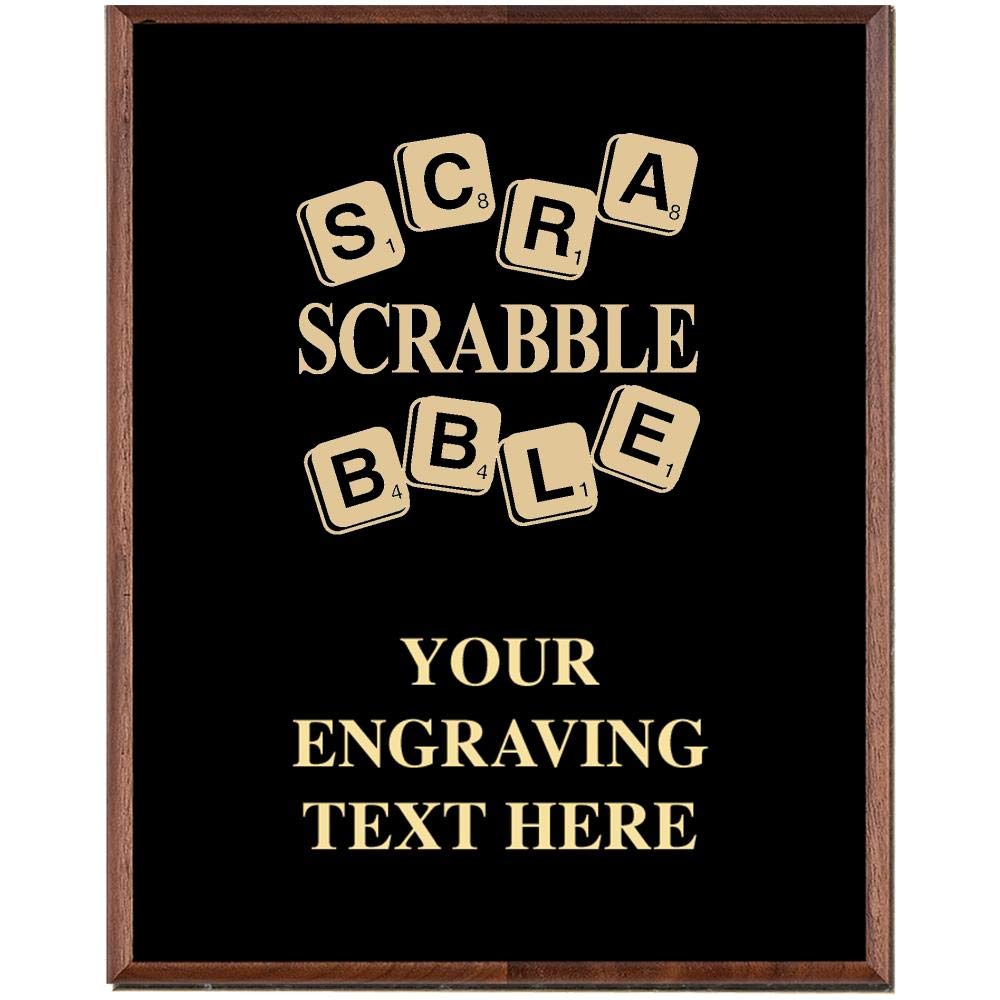 Custom Engraved Scrabble Game Night Trophy Plaque Award - Personalized Scrabble Board Game Prize - Perfect for Family Game Nights, Tournaments & Office Awards