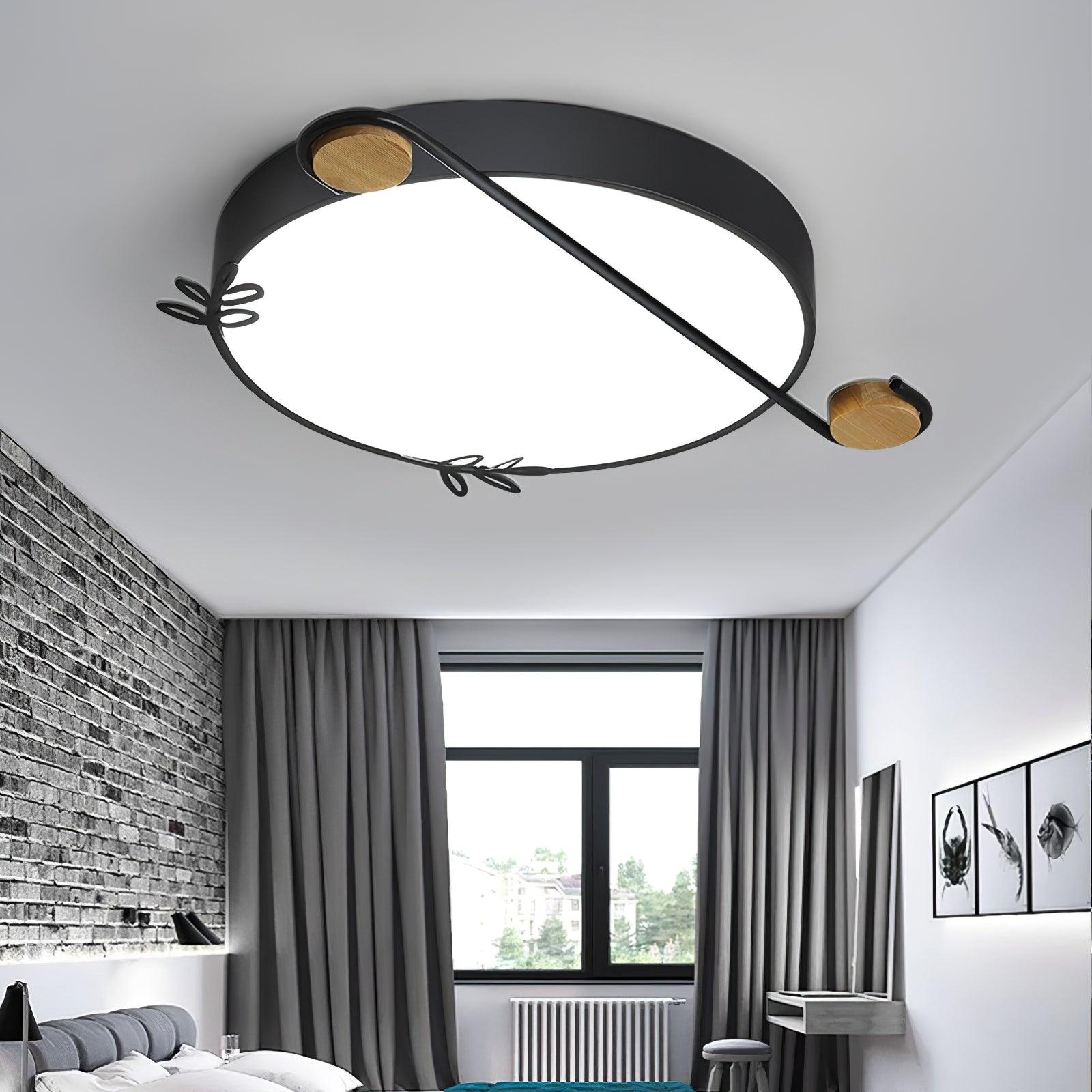 Stylish Musical Note Round Ceiling Lamp - Modern LED Light Fixture for Bedroom, Living Room & Nursery Decor - Perfect for Music Lovers' Home Lighting