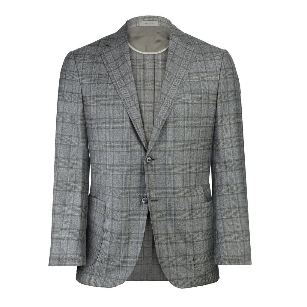 Premium CORNELIANI Grey Flannel Single-Breasted Wool Blazer for Men - Soft & Comfortable Business Casual Jacket for Office, Meetings & Smart Events