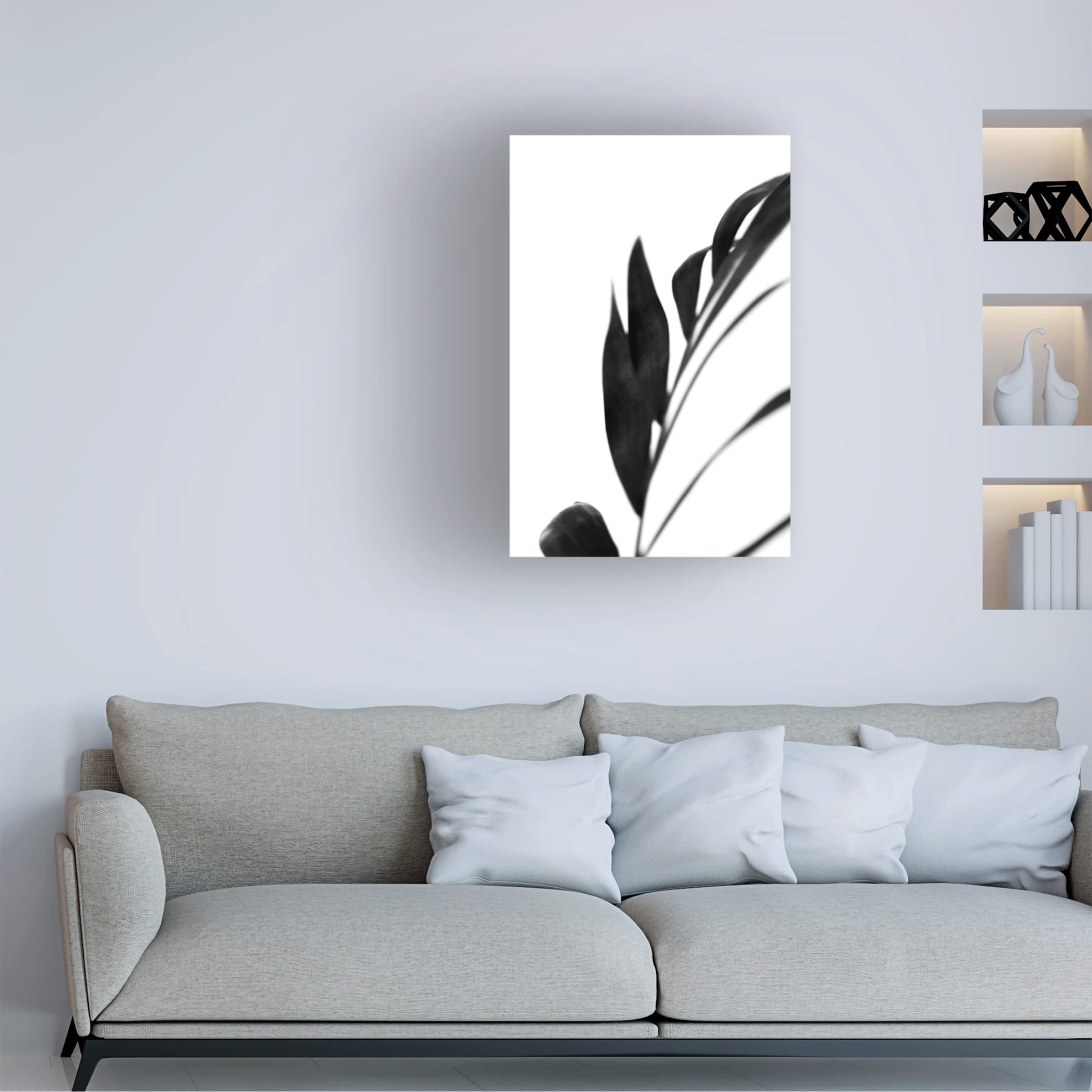 Renee W Stramel 'Black Palms III' Framed Canvas Wall Art Print - Tropical Beach Decor for Living Room, Bedroom & Office