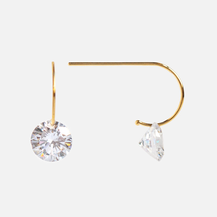 Floating Solitaire CZ Huggie Earrings - Sterling Silver Cubic Zirconia Hoop Earrings for Women | Perfect for Everyday Wear, Date Nights & Special Occasions