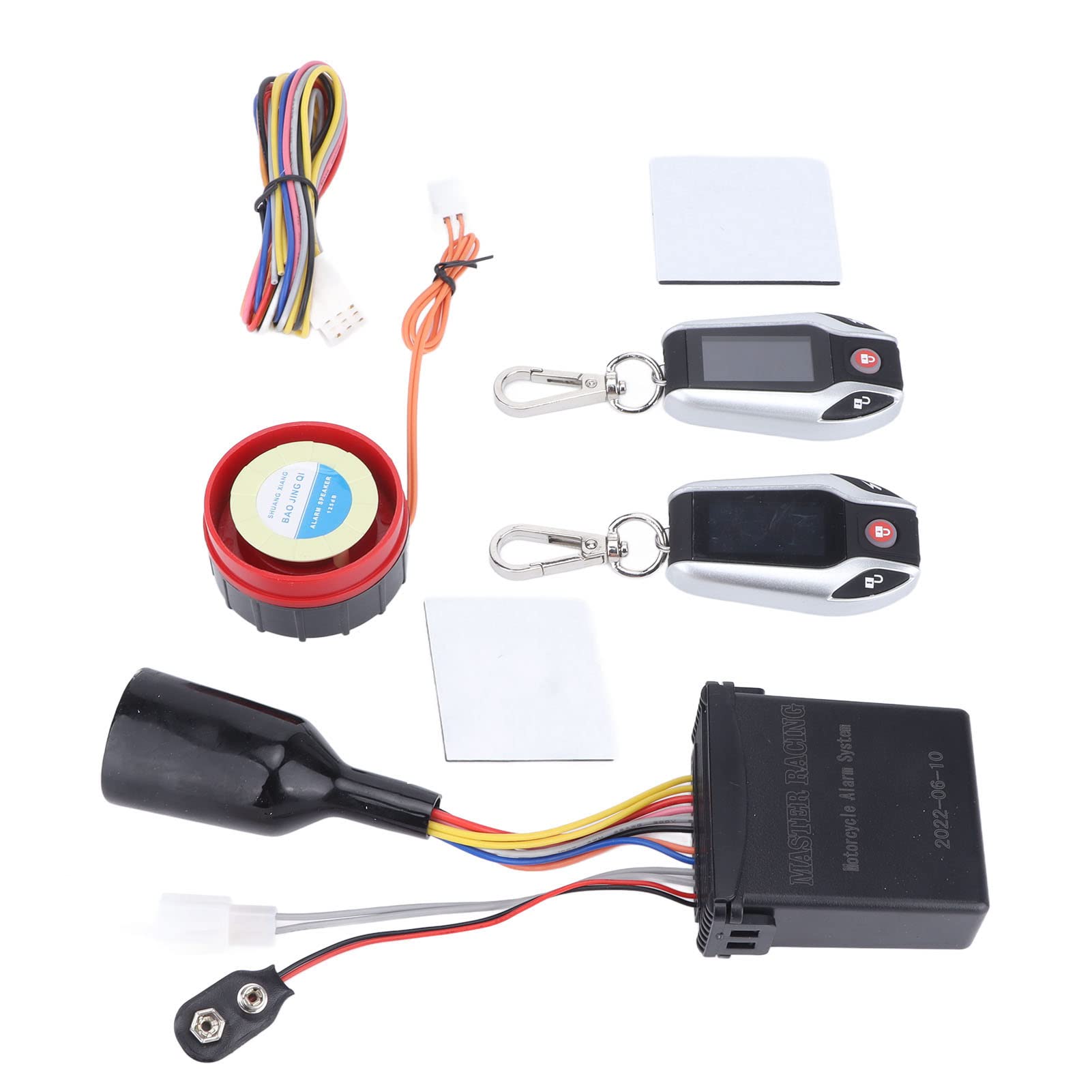 Universal 12V Motorcycle Alarm System with Remote Control, LCD Display & Tire Pressure Monitor – Anti-Theft Security Device for ATV, Offroad Vehicles (White Case) – Perfect for Parking Security & Outdoor Adventures