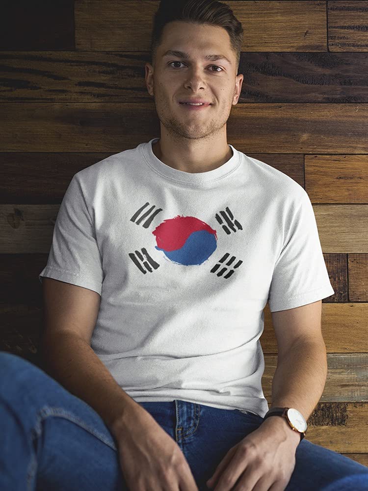 Smartprints Grunge Watercolor South Korea Flag T-Shirt for Men - Patriotic & Stylish Casual Wear for Travel & Street Fashion