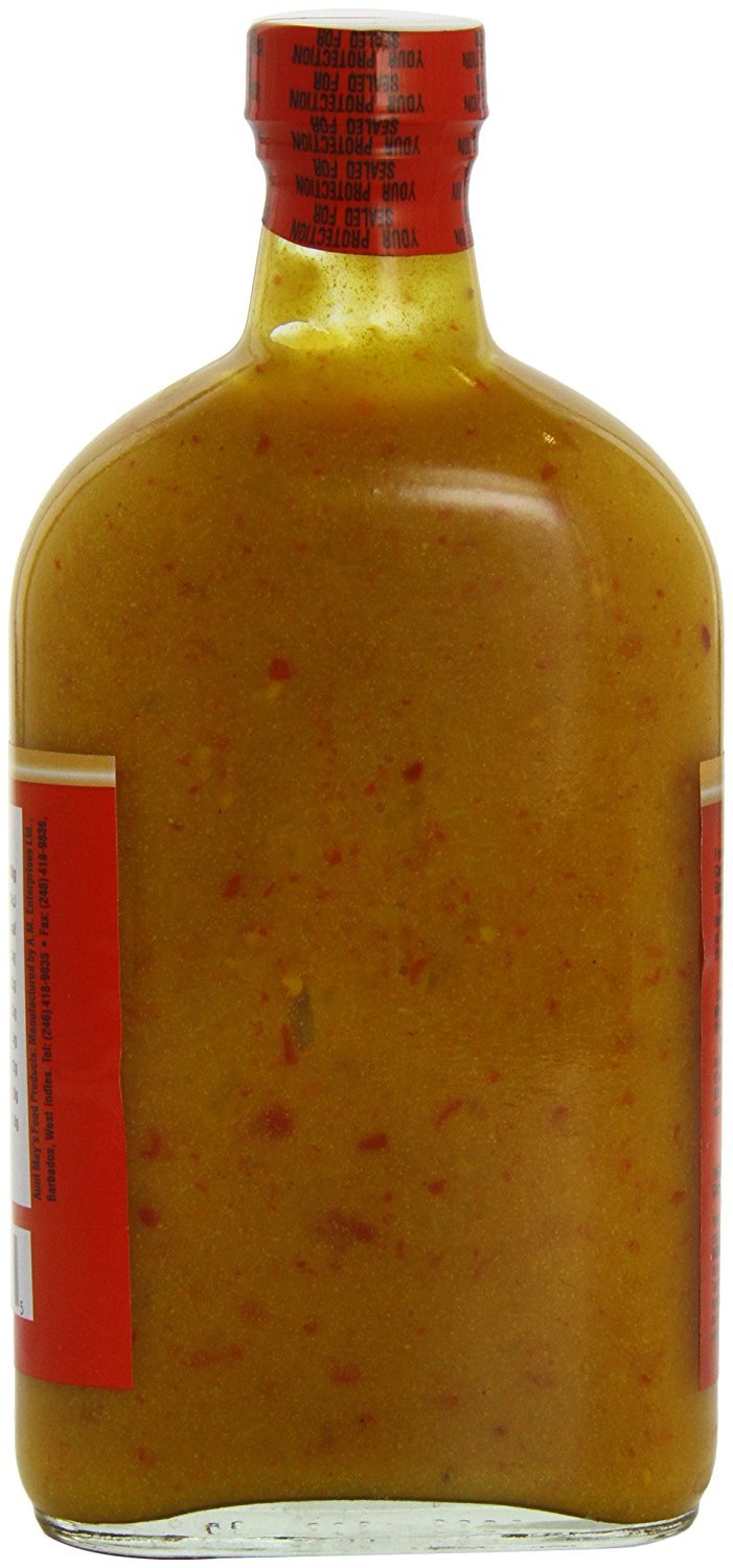 Aunt May's Hot Bajan Pepper Sauce - 12 Oz (Pack of 3) - Authentic Caribbean Flavor - Perfect for Grilling, BBQ & Spicy Food Lovers