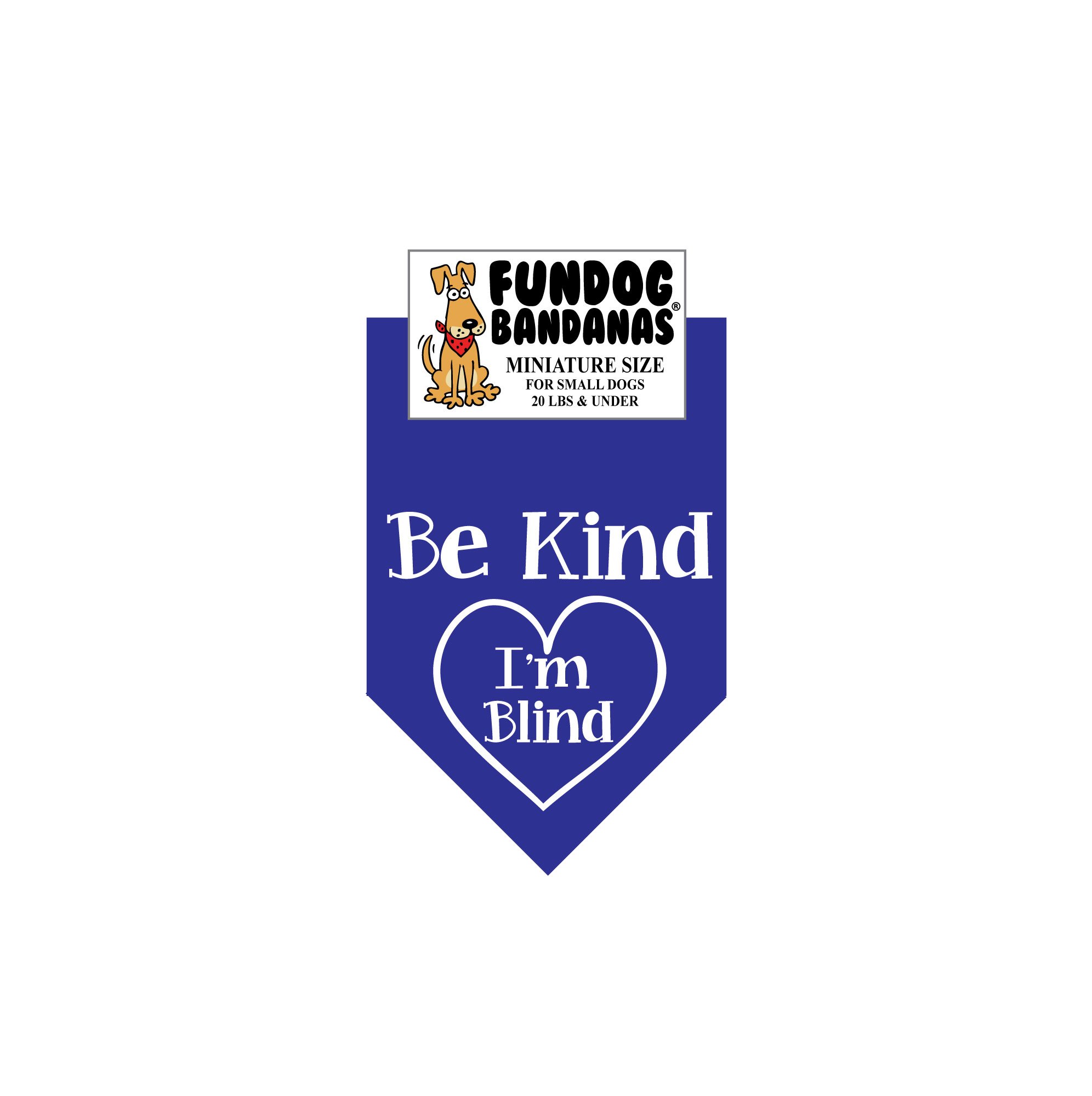 Be Kind I'm Blind Dog Bandana - Miniature Bandana for Small Dogs Under 20 lbs, Royal Blue - Perfect for Visually Impaired Pets & Awareness Accessories