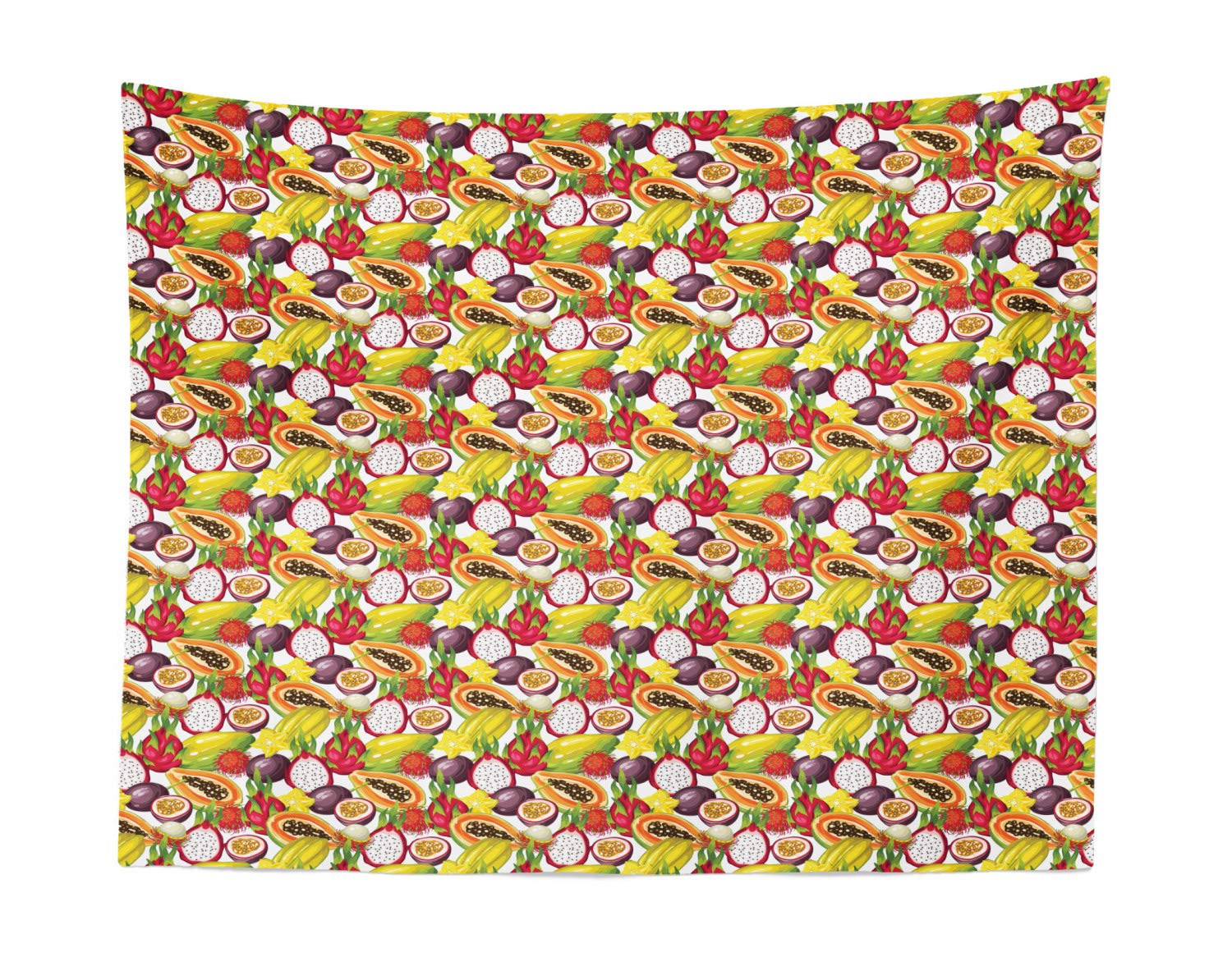 Ambesonne Tropical Fruit Tapestry Wall Hanging - Exotic Mango Dragon Fruit Design, 28x23 Inch Multicolor Fabric Decor for Bedroom, Living Room, Dorm | Perfect for Boho Home Decor, Yoga Studio & Beach House Aesthetic