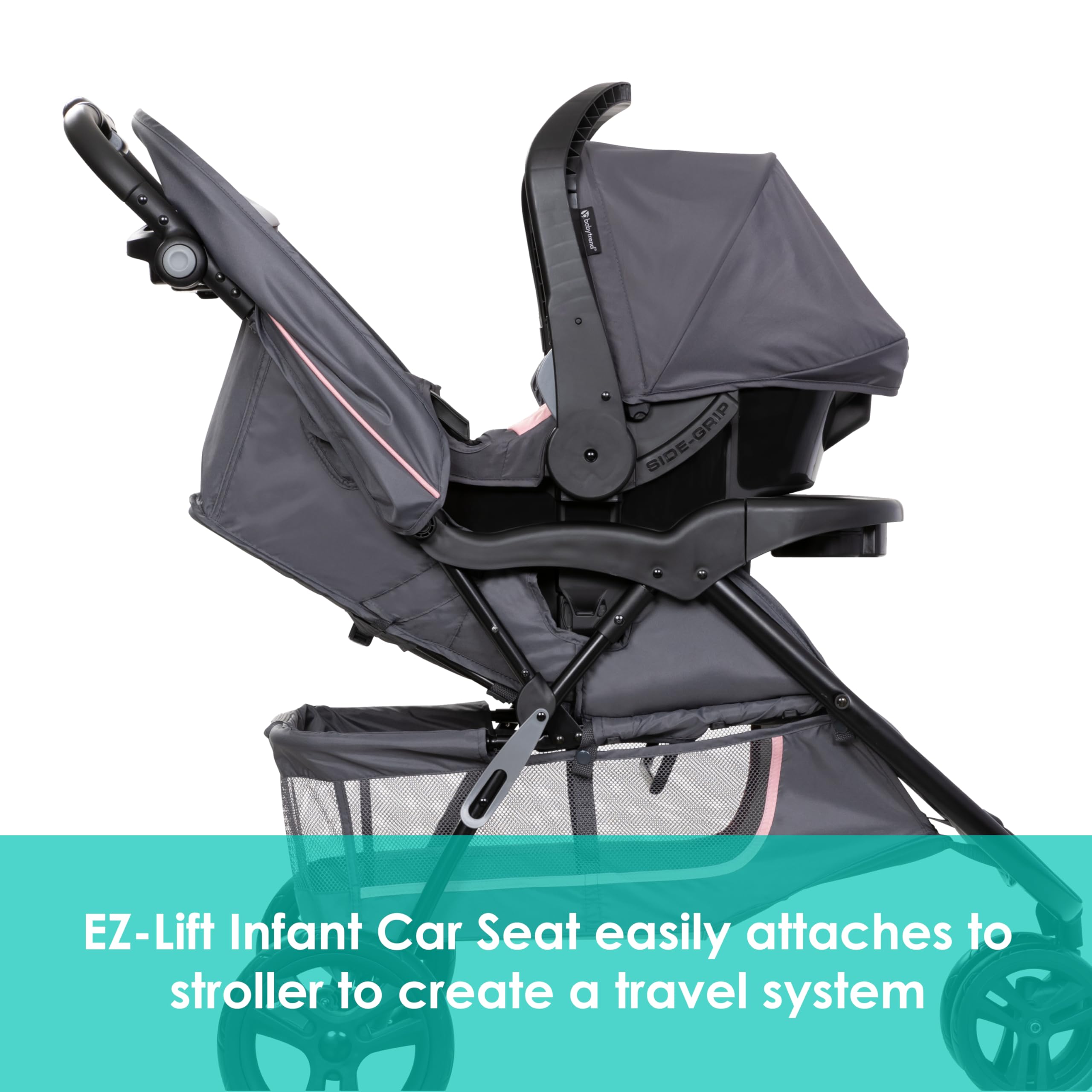Baby Trend EZ Ride Travel System with EZ-Lift™ Infant Car Seat in Dash Pink | Lightweight Stroller & Safe Car Seat Combo for Newborns | Perfect for Shopping, Travel & Daily Walks