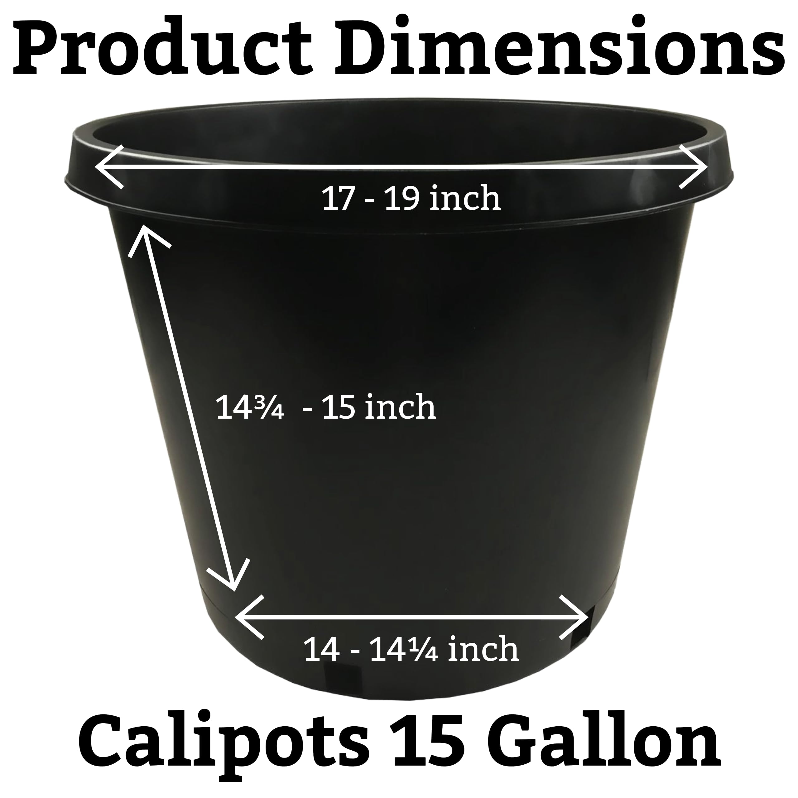 10-Pack 15 Gallon Heavy Duty Black Plastic Plant Pots - Nursery Containers & Garden Planters for Trees, Shrubs & Outdoor Plants by Arcadia Intl - Perfect for Landscaping, Gardening & Commercial Nursery Use