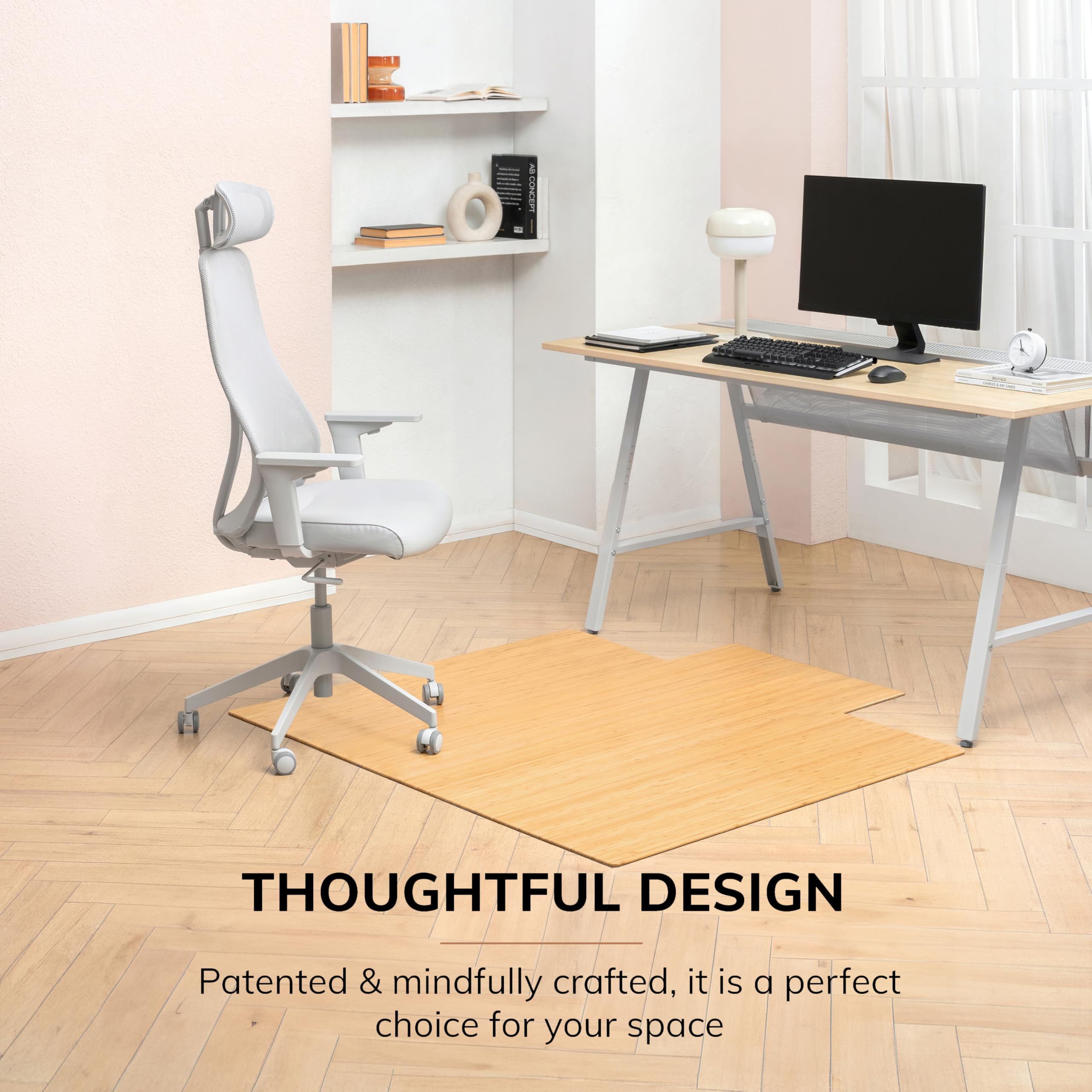 Premium Bamboo Chair Mat - 5mm Thick, Heavy Duty & Anti-Slip - Protects Hardwood Floors in Home & Office - Ideal for Rolling Chairs, Workspaces & Floor Protection