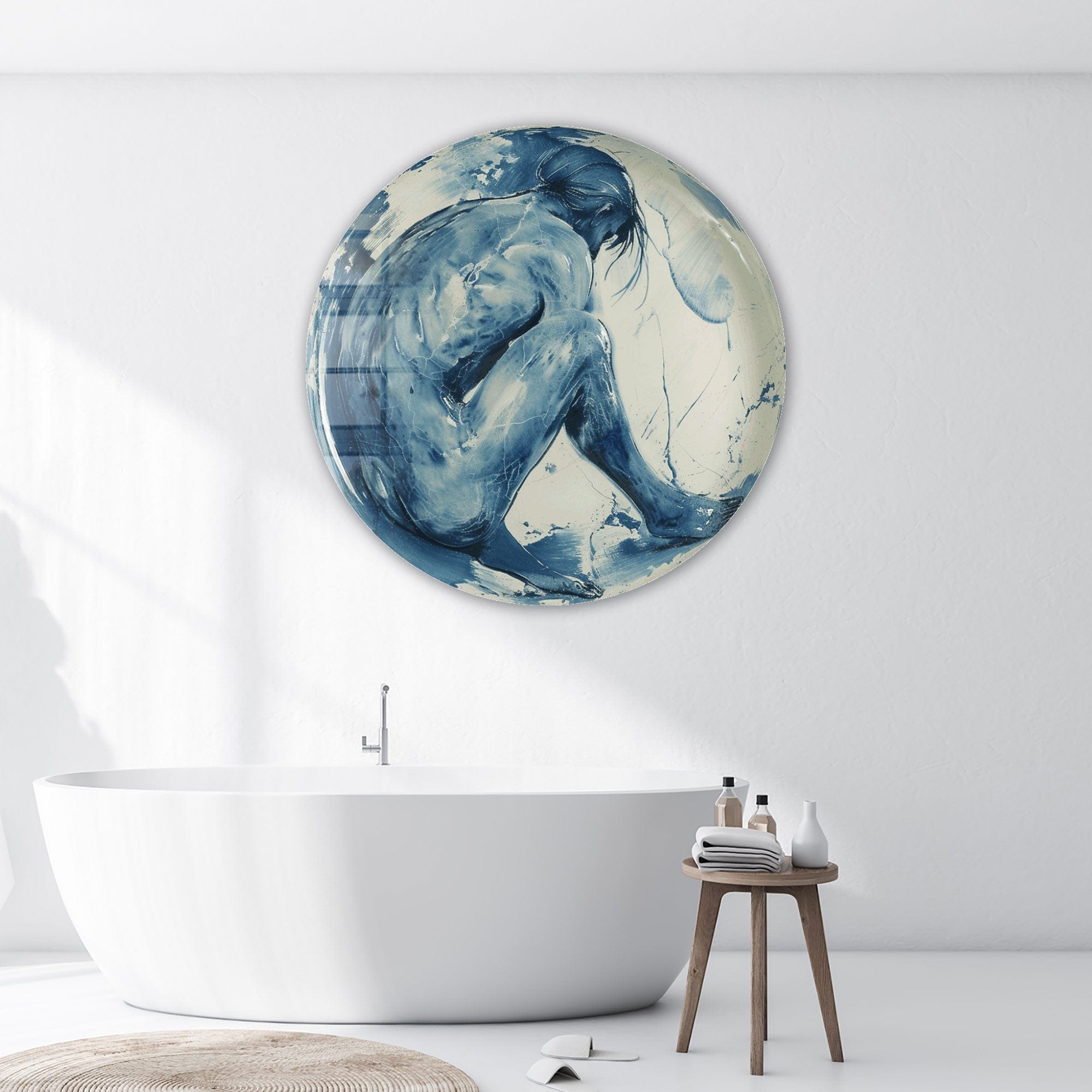 Fluid Form Rounded Glass Wall Art - Modern Abstract Home Decor for Living Room, Bedroom & Office