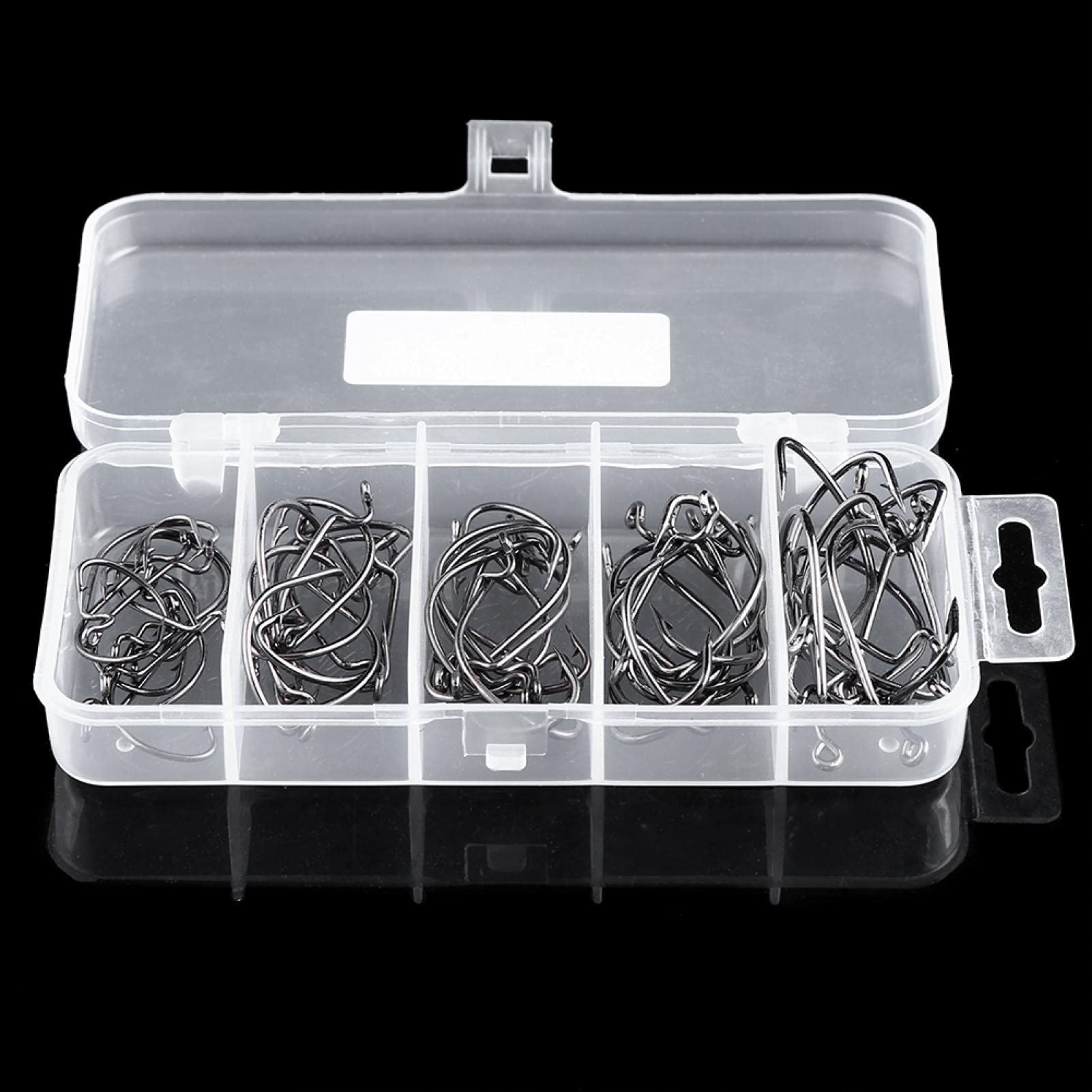 50PCS High Carbon Steel Fishing Hooks Set - Offset Hooks, Crank Hooks for Saltwater & Freshwater Fishing - Rust Resistant, Durable Portable Tackle for Bass, Trout, Salmon - Perfect for Boat, Shore & Ice Fishing Adventures
