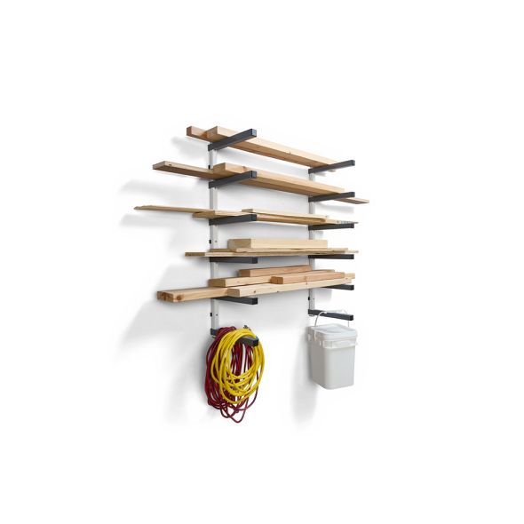 6-Tier Heavy Duty Lumber Storage Rack - White & Gray Wood Organizer for Garage, Workshop & DIY Projects