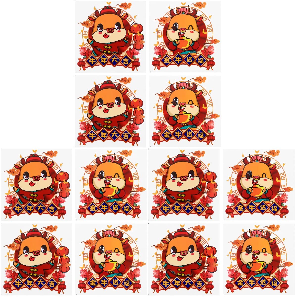 DOITOOL 6 Pairs Chinese New Year Window Stickers - Spring Festival Window Decals, Red Holiday Decorations for Home & Office - Perfect for Lunar New Year, Christmas & Winter Decor