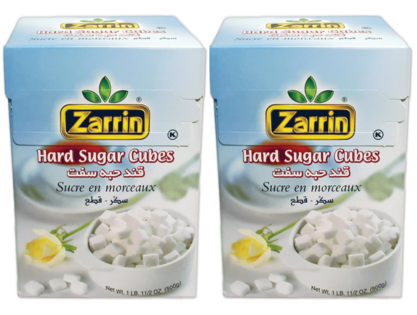 Zarrin Hard Sugar Cubes (2 Pack) - 500g (17.6 oz) Slow Dissolving Sugar for Coffee, Tea & Cocktails - Perfect for Home, Cafe & Bar Use