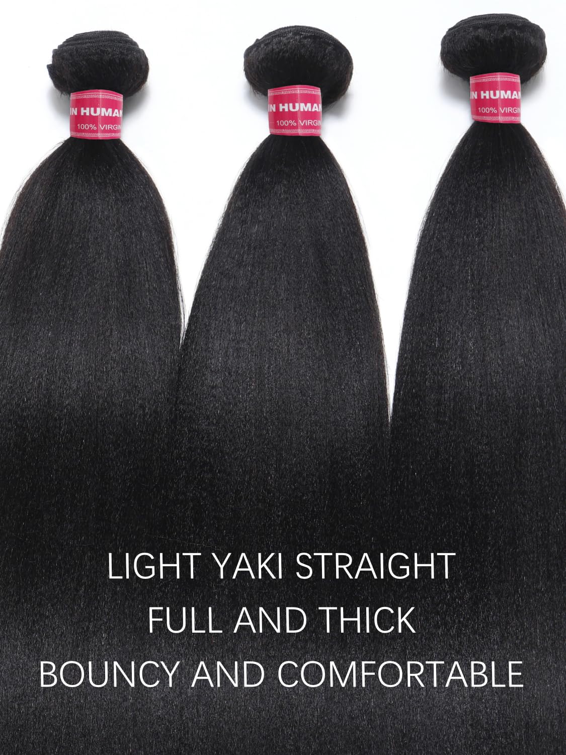 Sunber Yaki Straight 100% Unprocessed Brazilian Human Hair Bundles - 3 Bundles Kinky Straight Natural Black Hair Extensions (8” 10” 12”) for Women | Clip-In Hair Extensions for Daily Styling, Parties & Special Occasions
