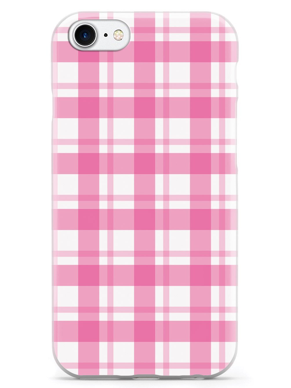 3D Textured Protective Phone Case for Apple iPhone SE - Pink & White Plaid Design - Slim Fit Shockproof Cover - Perfect for Everyday Use, Travel & Outdoor Activities