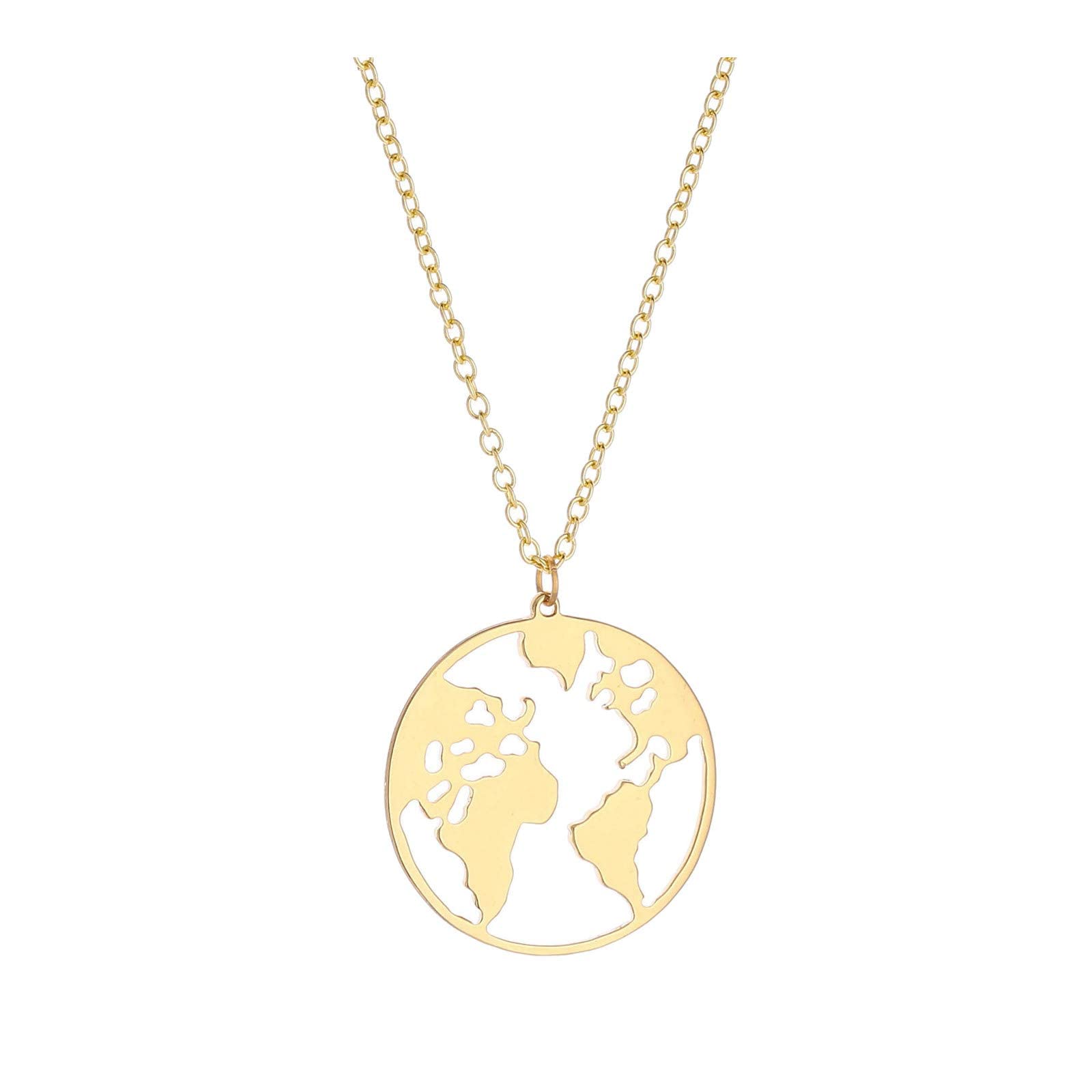 Unique World Map Hollow Out Love Pendant Necklace for Women - Romantic Gift for Girlfriend, Wife, or Her - Elegant Gold Metal Jewelry for Birthday, Anniversary & Valentine's Day - Perfect for Date Nights, Special Occasions & Everyday Wear
