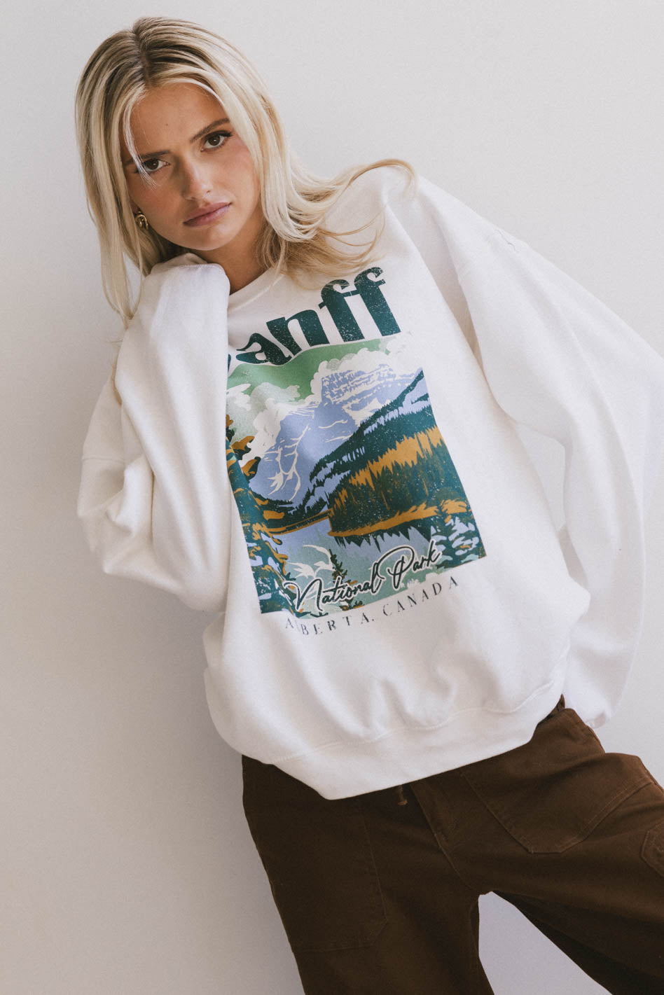 Banff National Park Graphic Crewneck Sweatshirt - Cozy Pullover for Men & Women - Final Sale - Perfect for Hiking, Travel & Casual Wear