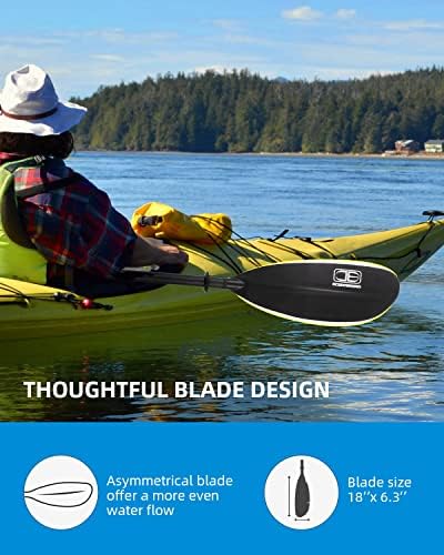 Premium Adjustable Carbon Fiber Fishing Kayak Paddle 94-102 inch (240-260cm) with Paddle Leash - Lightweight & Durable for Kayaking, Fishing, and Outdoor Water Sports