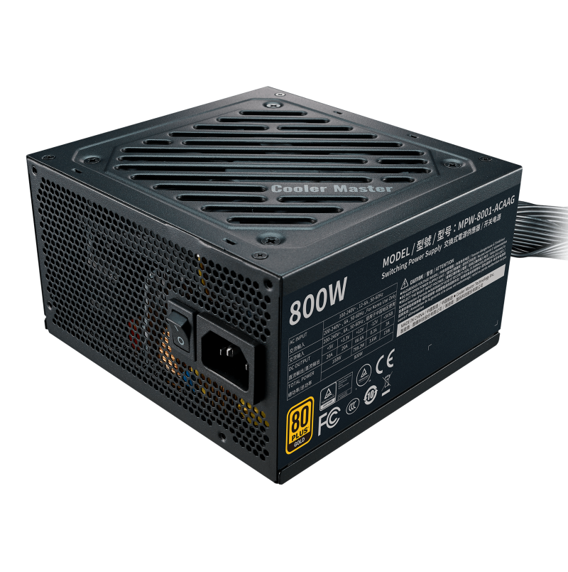 Cooler Master MPW 8001 ACAAG UK CM G800 800W 80 Plus Gold Non-Modular Power Supply Unit (PSU) - 5 Year Warranty - Ideal for Gaming PCs, Workstations & Home Office Setups