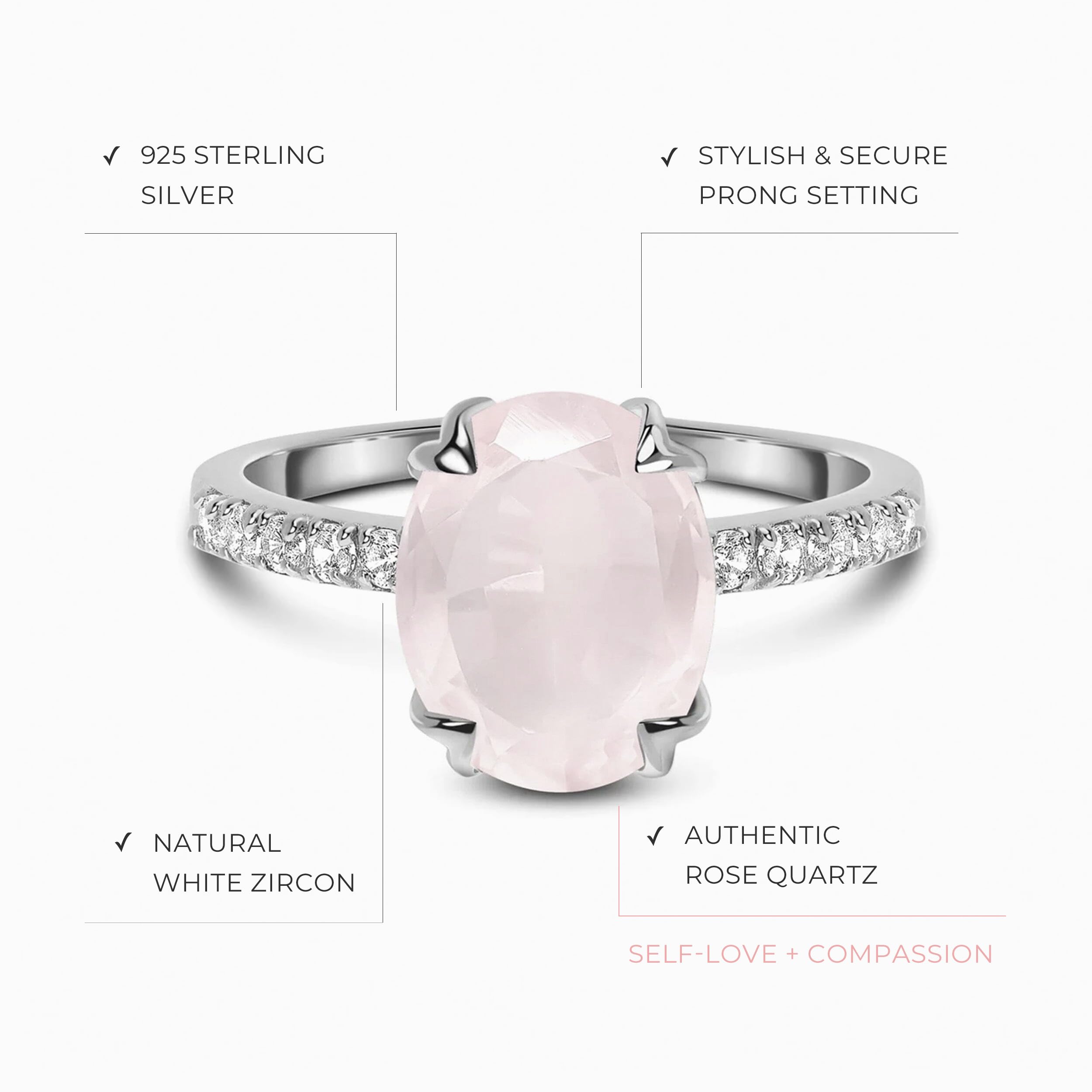 Moon Magic - Authentic Rainbow Moonstone, Ruby, Garnet, Rose Quartz, Obsidian, Amethyst & Opal Rings in Real 925 Sterling Silver & 18k Rose Gold - Women's Birthstone Jewelry for Everyday Wear, Gifts & Special Occasions