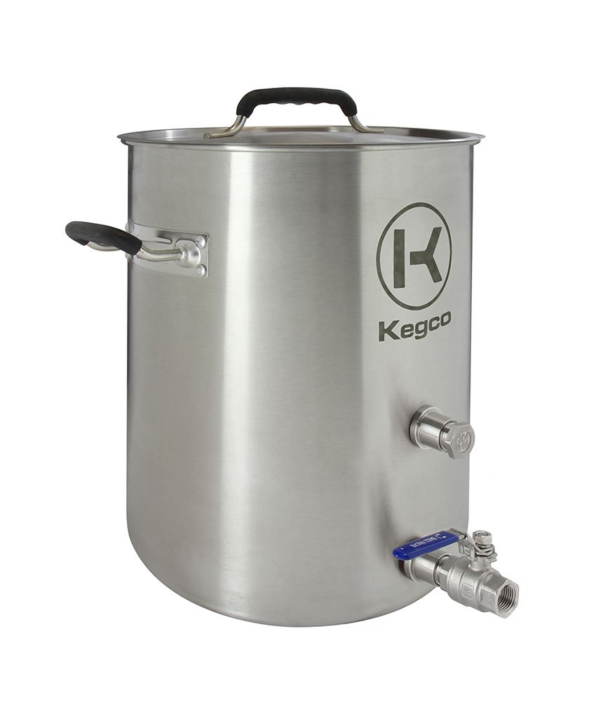 Kegco 6 Gallon Stainless Steel Home Brewing Kettle with Plug & 2-Piece Ball Valve - Perfect for Beer Making, Wort Boiling & Home Brewing