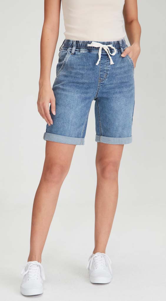 Women's Hana High Waisted Denim Shorts - Light Blue Distressed Vintage Style | Perfect for Summer, Beach, and Casual Outfits