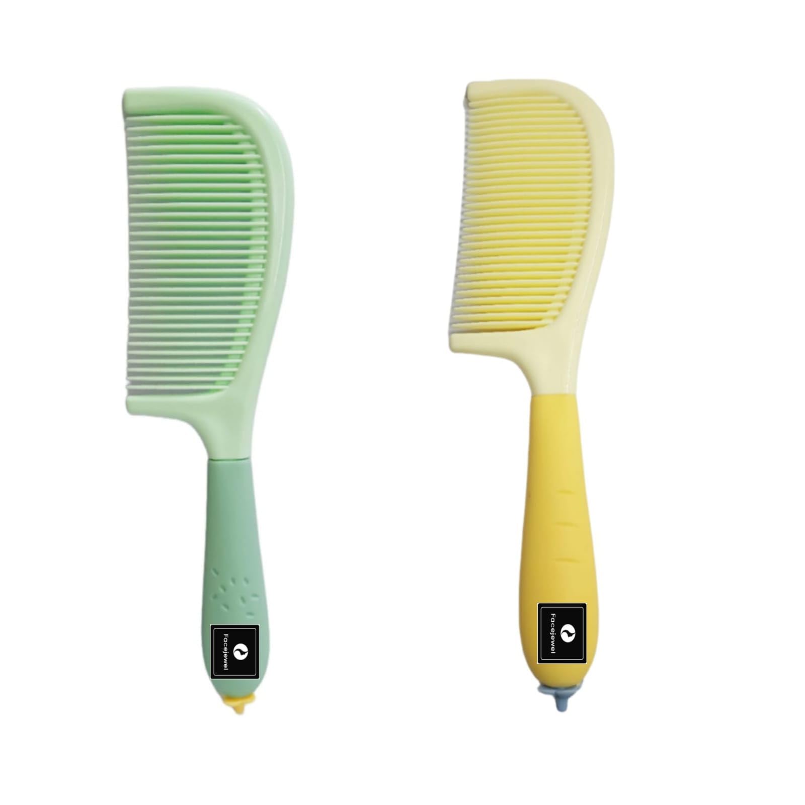 Handmade Hair Comb with Handle - Fine Tooth Dressing Comb for Smooth Styling & Gentle Brushing - 2 Pack (Yellow & Green) - Perfect for Salons, Home Grooming & Travel Essentials