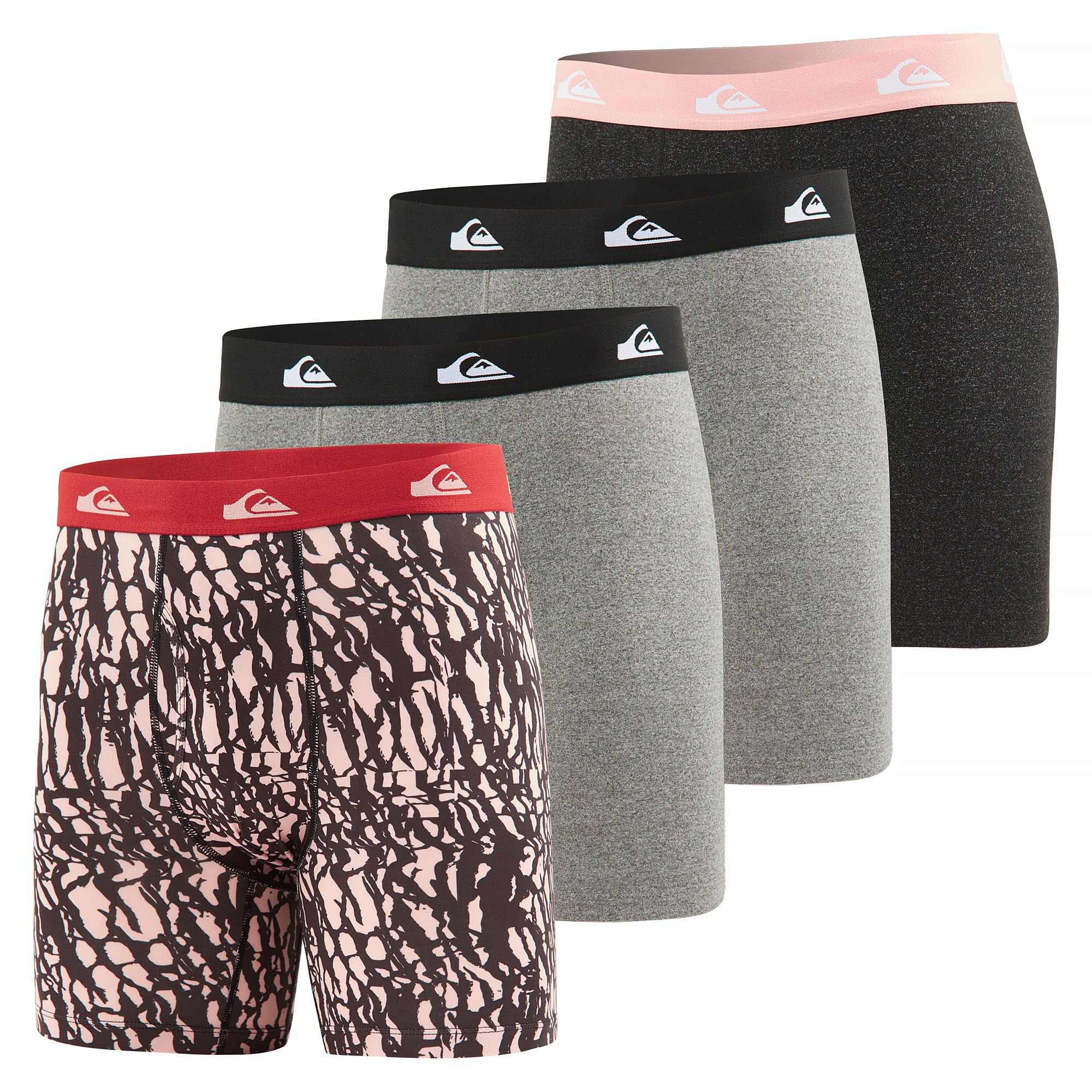 Quiksilver Men's Boxer Briefs 4-Pack - Super Soft Brushed Polyester Underwear for Men | Comfortable Everyday Wear for Work, Gym & Travel