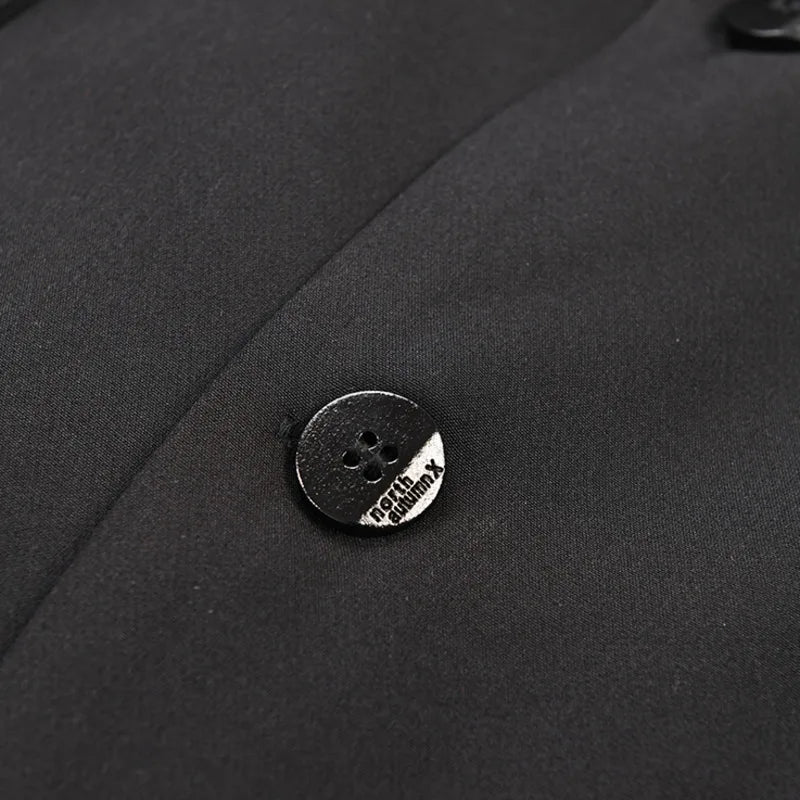 Premium Men's Autumn Casual Suit Coat - Business Blazer with Korean Fashion Lace-Up & Spliced Design, Loose Fit Small Size CP0505 | Ideal for Office Wear, Business Meetings & Smart Casual Outfits