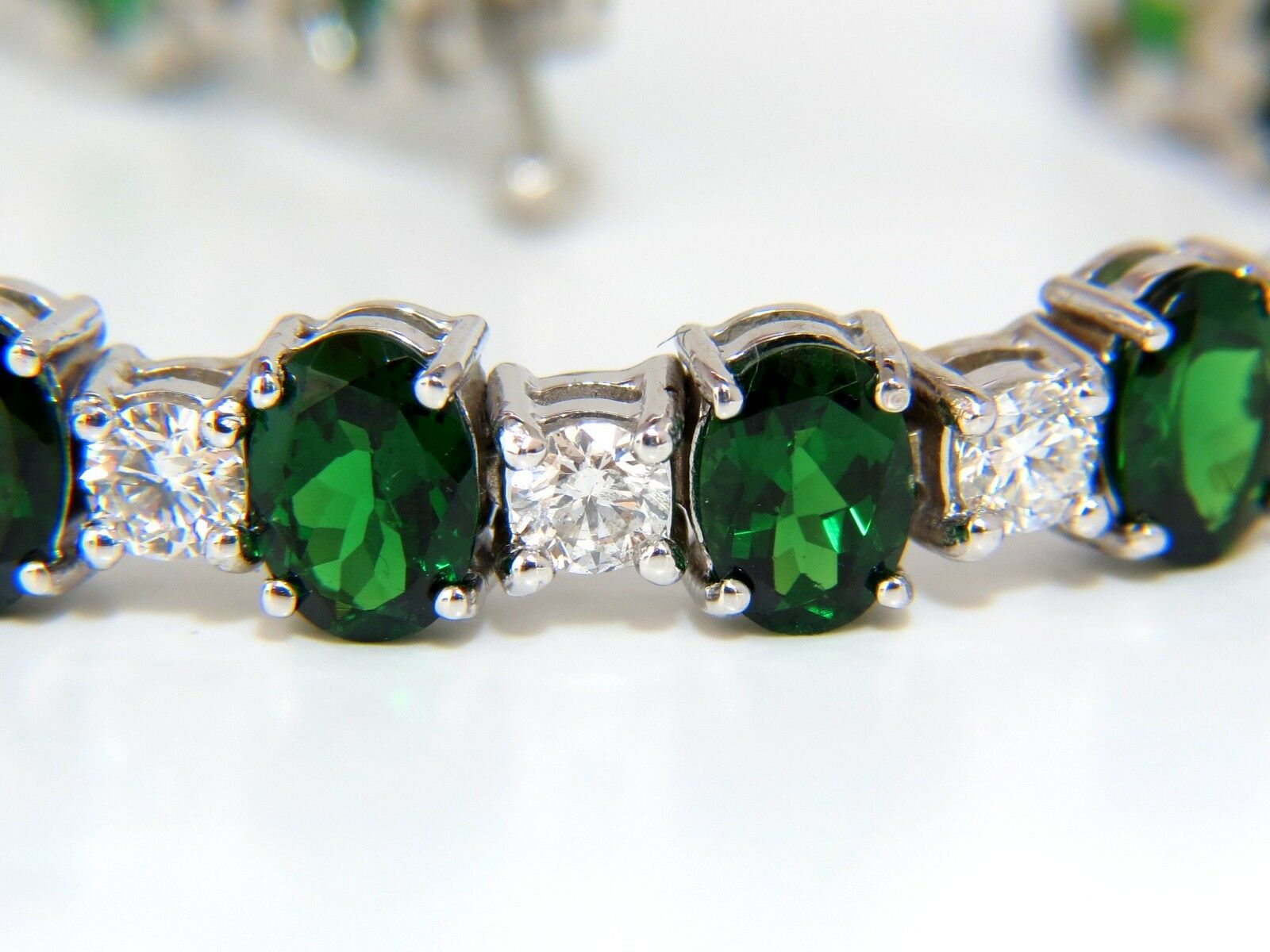 20.68CT Natural Tsavorite Diamond Tennis Bracelet in 14KT Gold - Vivid Green Gemstone Jewelry for Women, Perfect for Weddings, Parties & Special Occasions