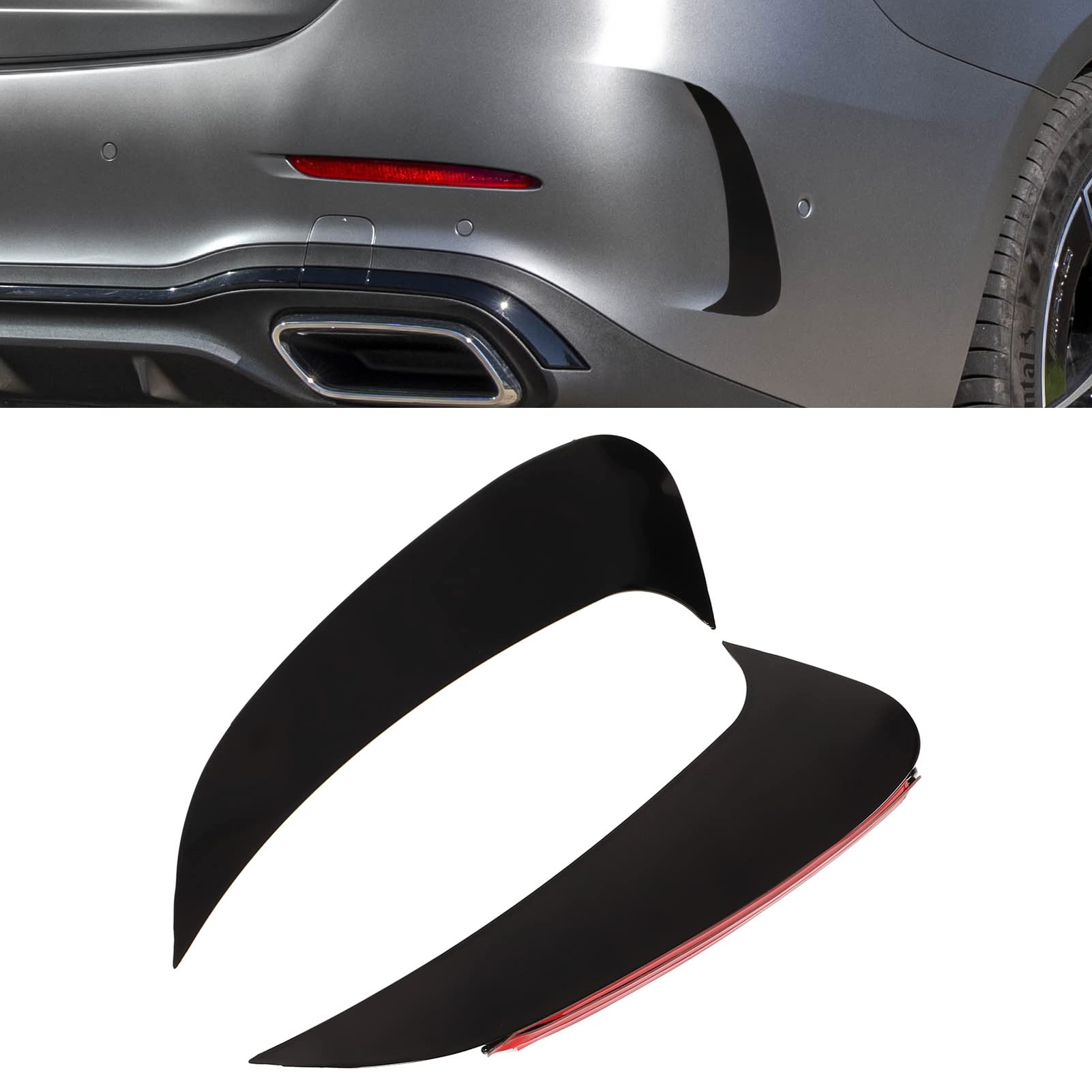 Qiilu Rear Bumper Side Vent Spoiler - 2PCS Glossy Black Replacement for Mercedes-Benz C-Class W206 (Left & Right) - Enhance Aerodynamics & Style for Sedan Performance