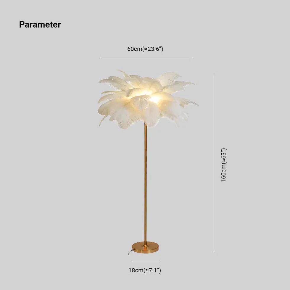 Elegant Warm White Feather Gold Floor Lamp - Modern Standing Light for Living Room, Bedroom & Office Decor
