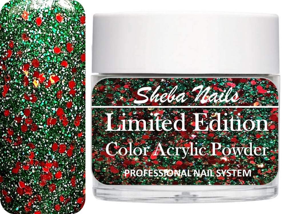 SHEBA Premium Acrylic Glitter Powder for Nails - 1OZ (28g) - HOLLY Collection - Perfect for Nail Art, Manicures, Pedicures & DIY Nail Designs