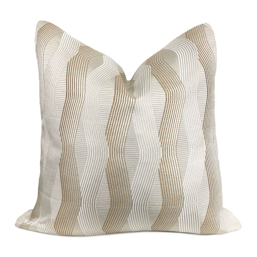 Days Grace Pearl Bronze Ribbon Pillow Cover - Elegant Decorative Throw Pillow Case for Sofa, Bed & Home Decor