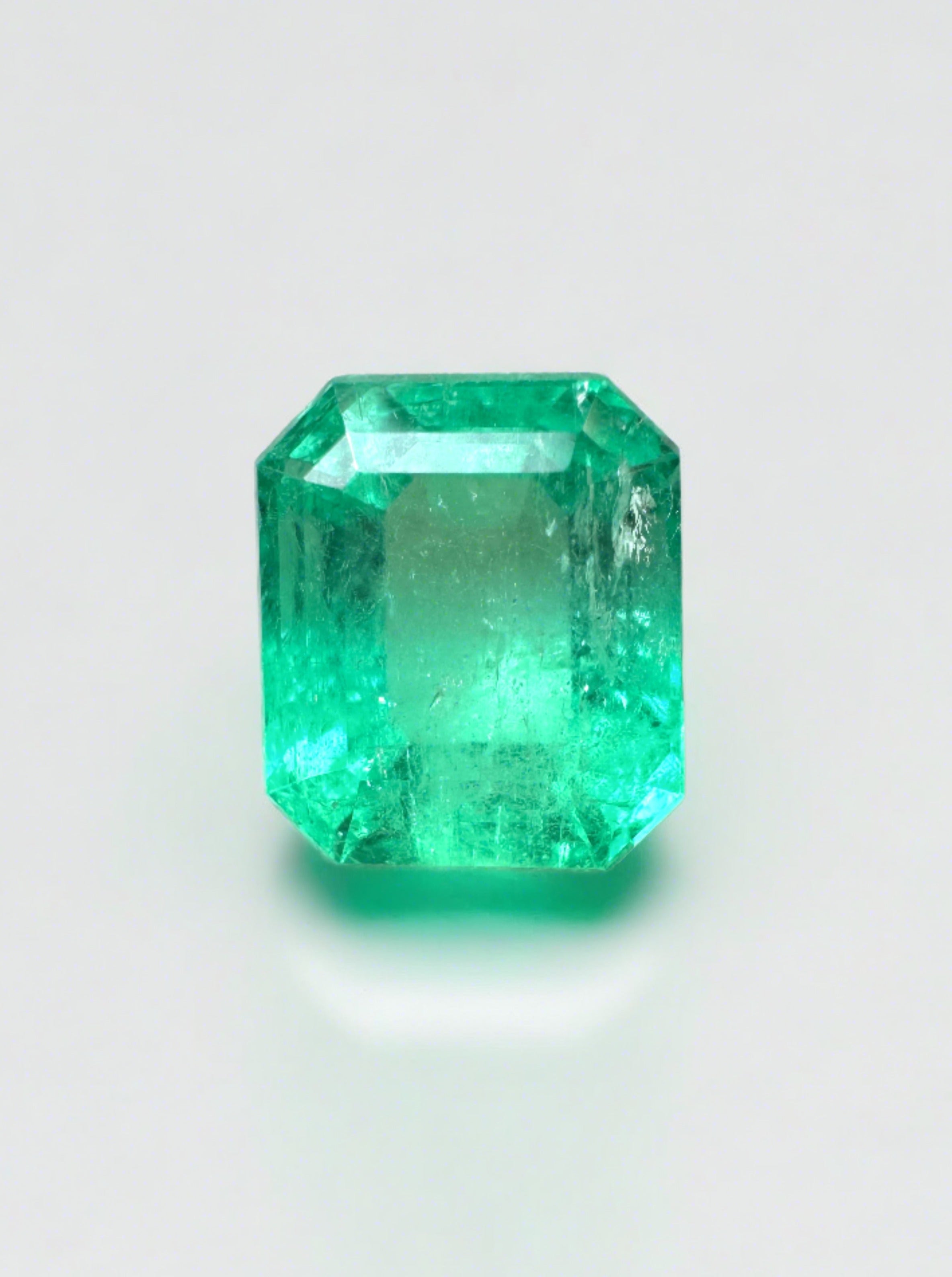 2.91 Carat Yellowish Green Natural Loose Colombian Emerald - Emerald Cut Gemstone for Jewelry Making, Engagement Rings & Luxury Gifts