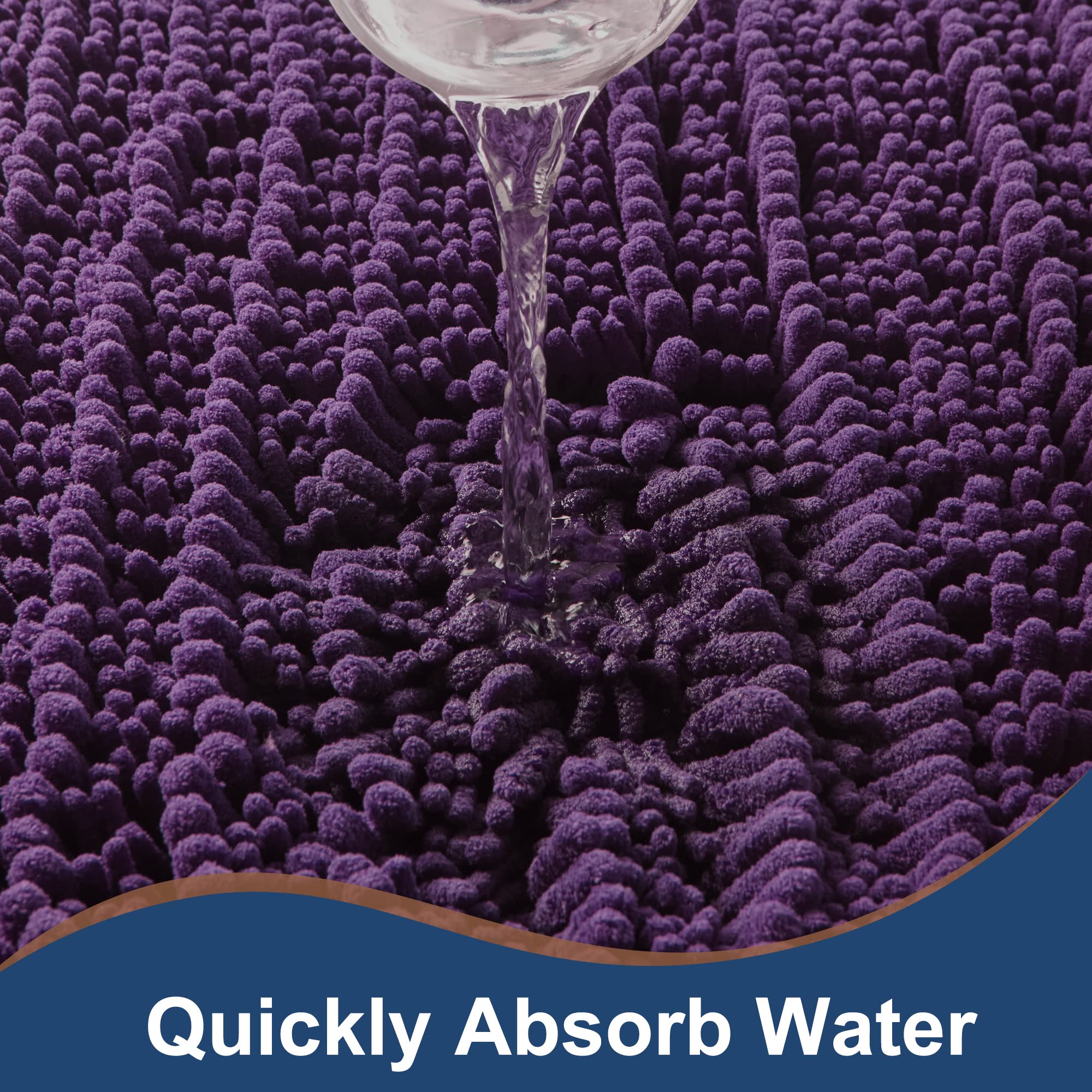 FLOLEOPA Soft Plush Microfiber Bathroom Rugs - Super Absorbent, Non-Slip Machine Washable Bath Mat for Tub, Shower & Bathroom Floor (20x32 Inches, Plum) - Perfect for Cozy Bathrooms & Spa-Like Showers