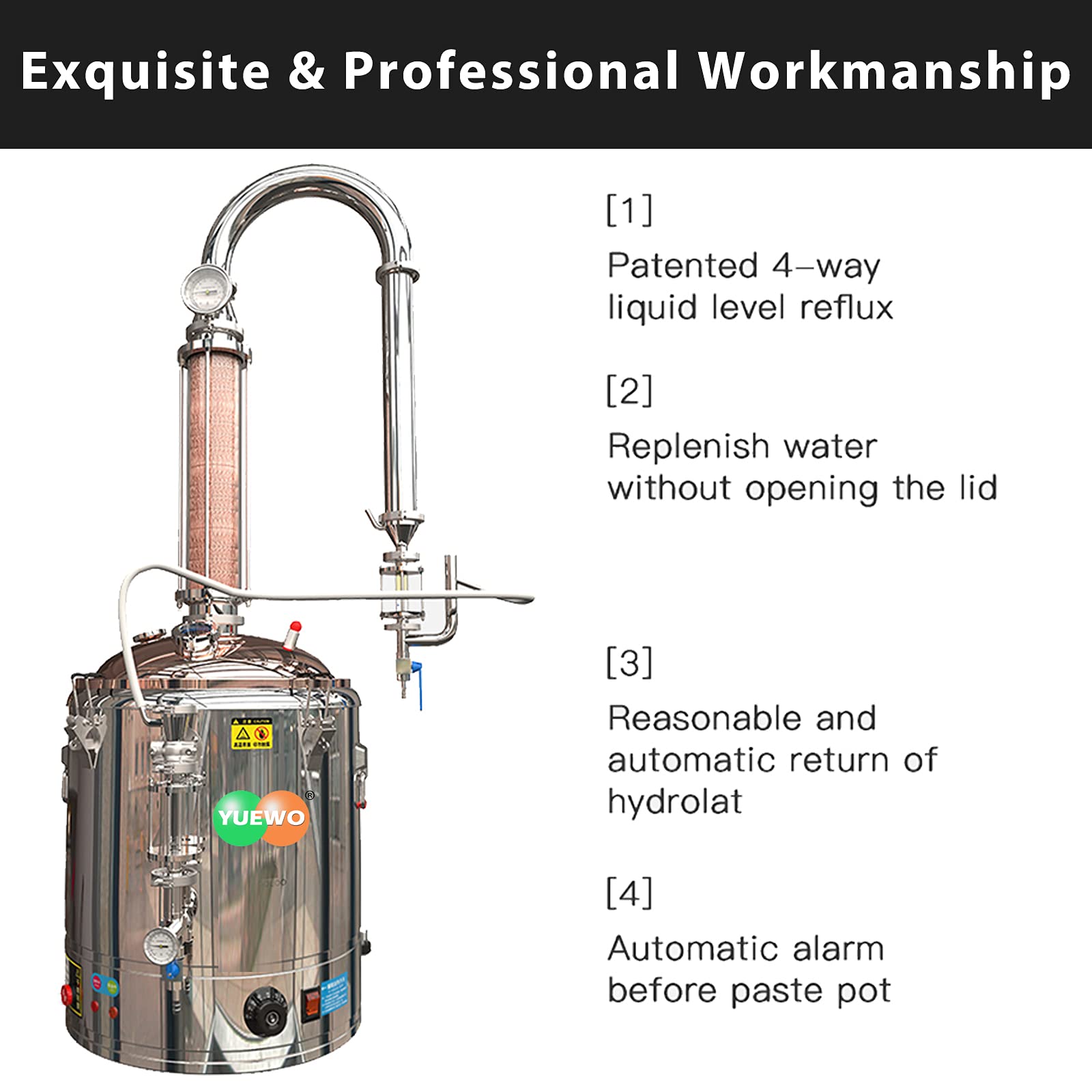 6.6-13.2Gal Essential Oil Distiller - Copper Hydrolat Extractor for Aromatherapy & Spa