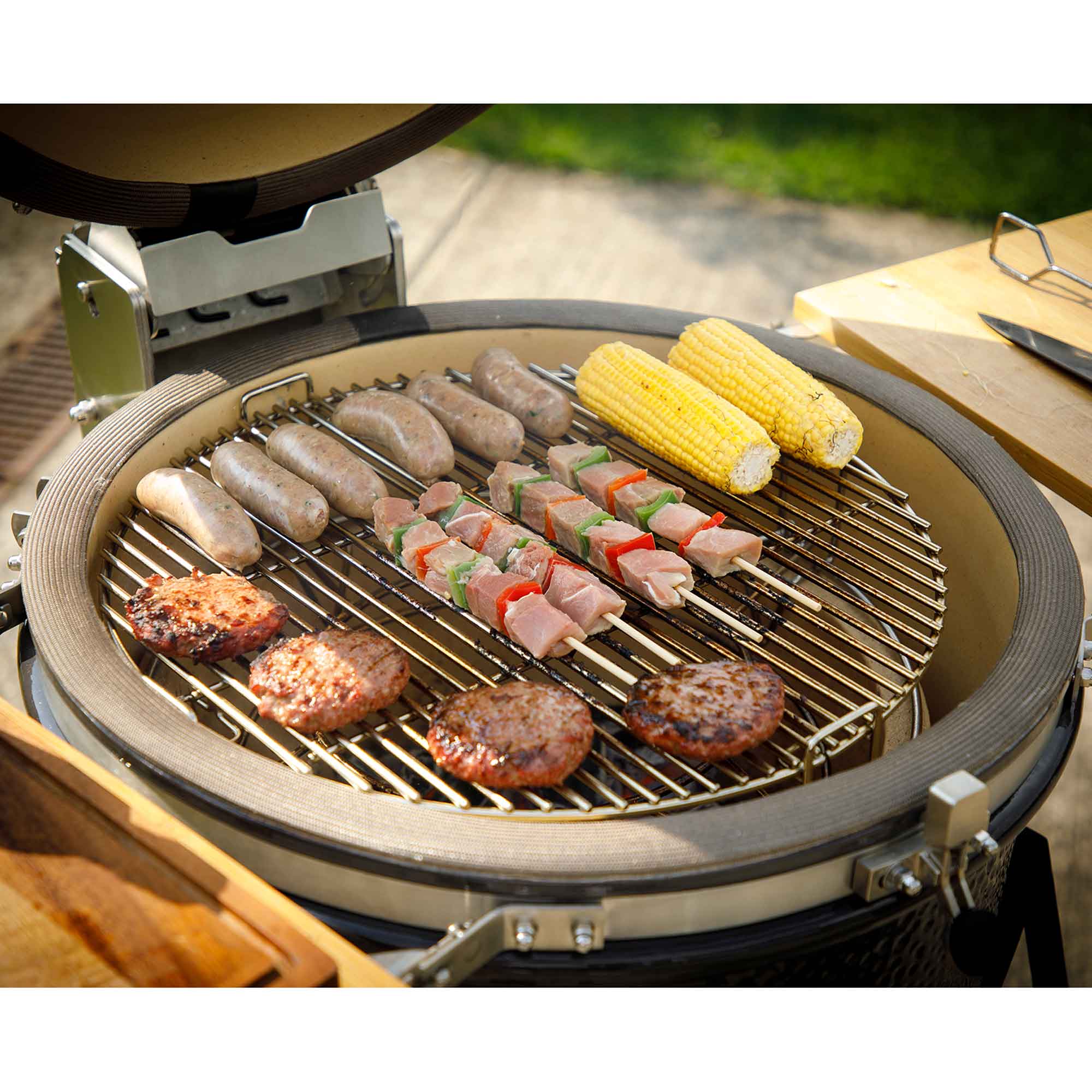 Premium Kamado Style Ceramic Charcoal Grill & Smoker - 22 Inch (56cm) Outdoor BBQ Oven with Wheels & Stand - Perfect for Backyard Grilling, Smoking, and Outdoor Cooking Parties