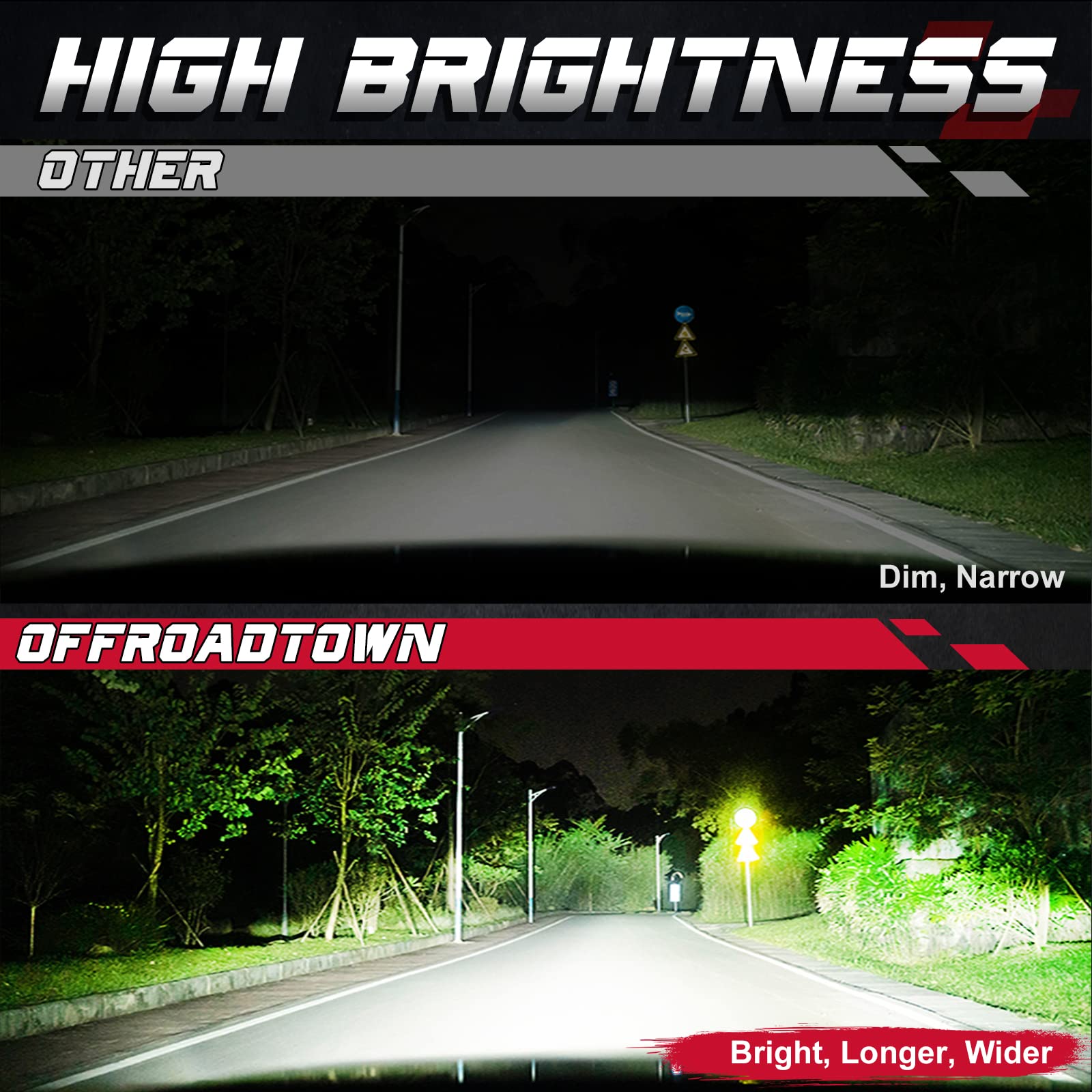 OFFROADTOWN 18 Inch LED Light Bar - Waterproof Off Road Driving Lights & Fog Lights for Trucks, Pickups, UTVs, SUVs, Broncos & Can-Am - Perfect for Night Off-Roading, Work Sites & Emergency Lighting