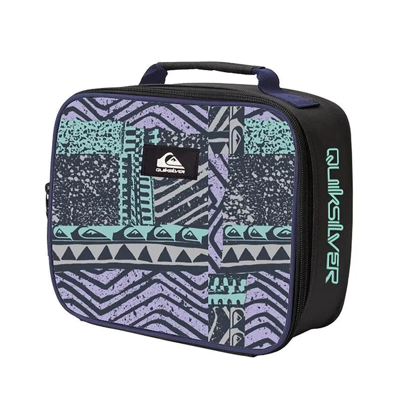 Quiksilver Lunch Box - Insulated Cooler Bag for School, Work & Picnics - Black Print Design - Perfect for Kids & Adults Lunch Storage