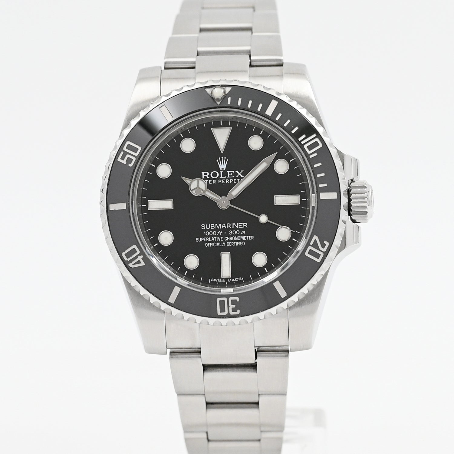 Original Title: Rolex Submariner No Date 2014   Optimized Title: **Authentic Rolex Submariner No Date 114060 Stainless Steel Watch 2014 - Men's Luxury Diver Timepiece for Professional Diving & Everyday Wear**