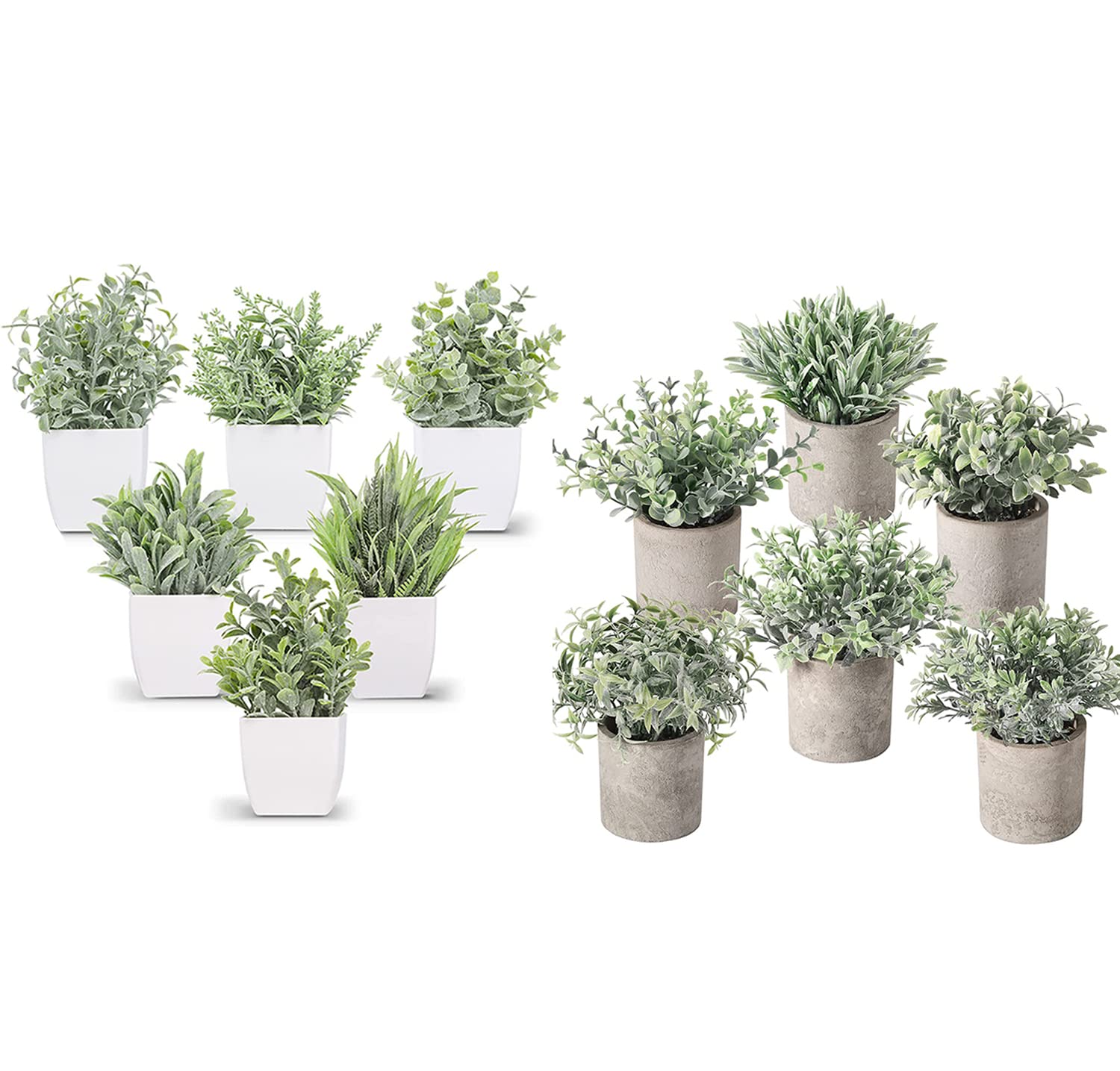6 Pack Artificial Potted Plants Set - Small Fake Greenery for Home, Office, Farmhouse, Bathroom & Bedroom Decor - Perfect for Table Centerpieces, Shelf Displays and Indoor Greenery Enhancement