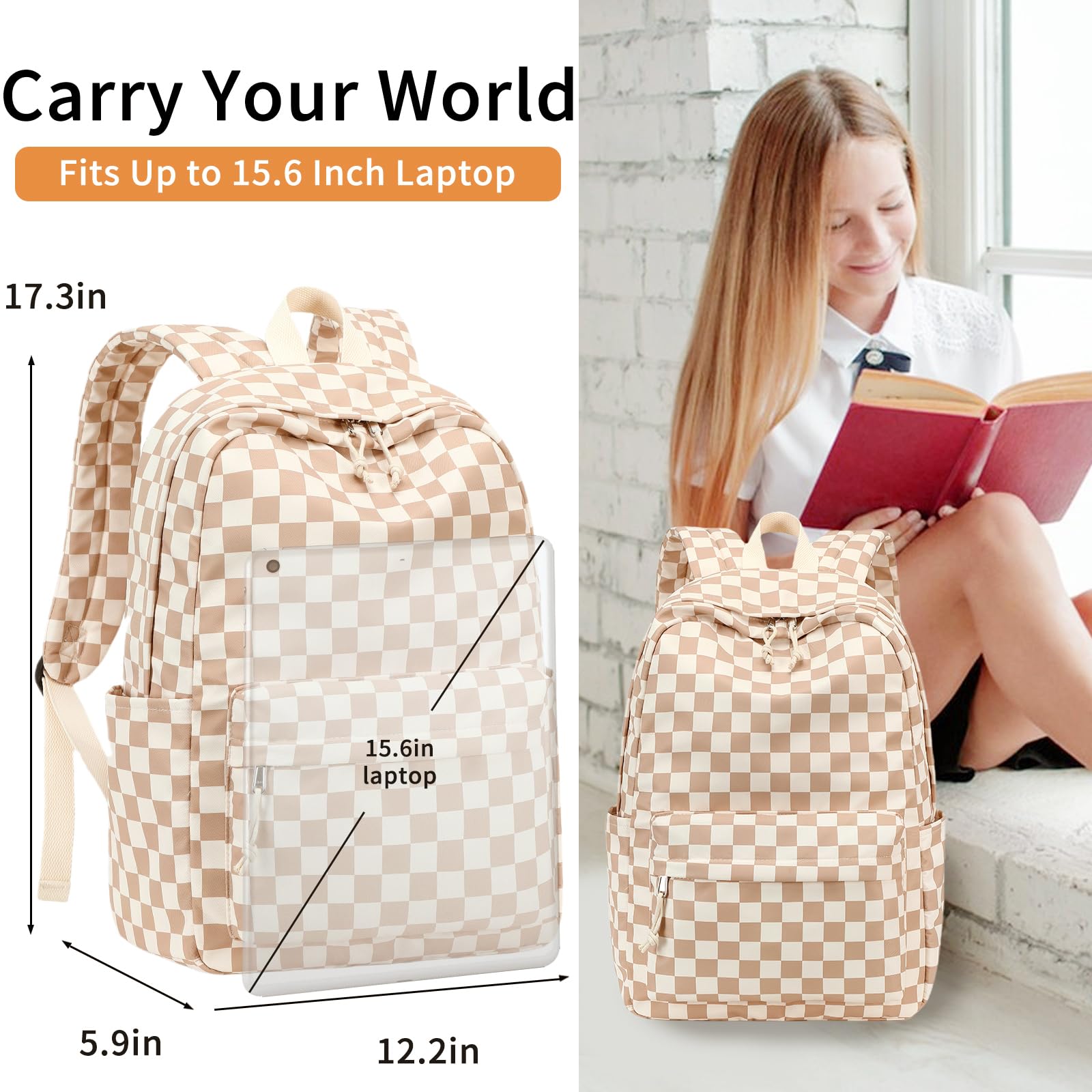 LOIDOU Girls Backpack for School - Lightweight Bookbag for Elementary, Middle School & College Students, Women Laptop Backpack - Perfect for Daily Use, Travel & Work Commute